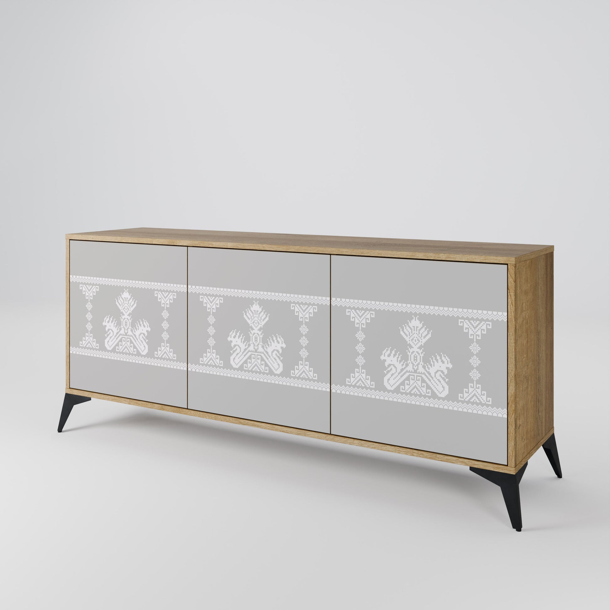 Buffet 3 portes THAI GRAY effet chêne