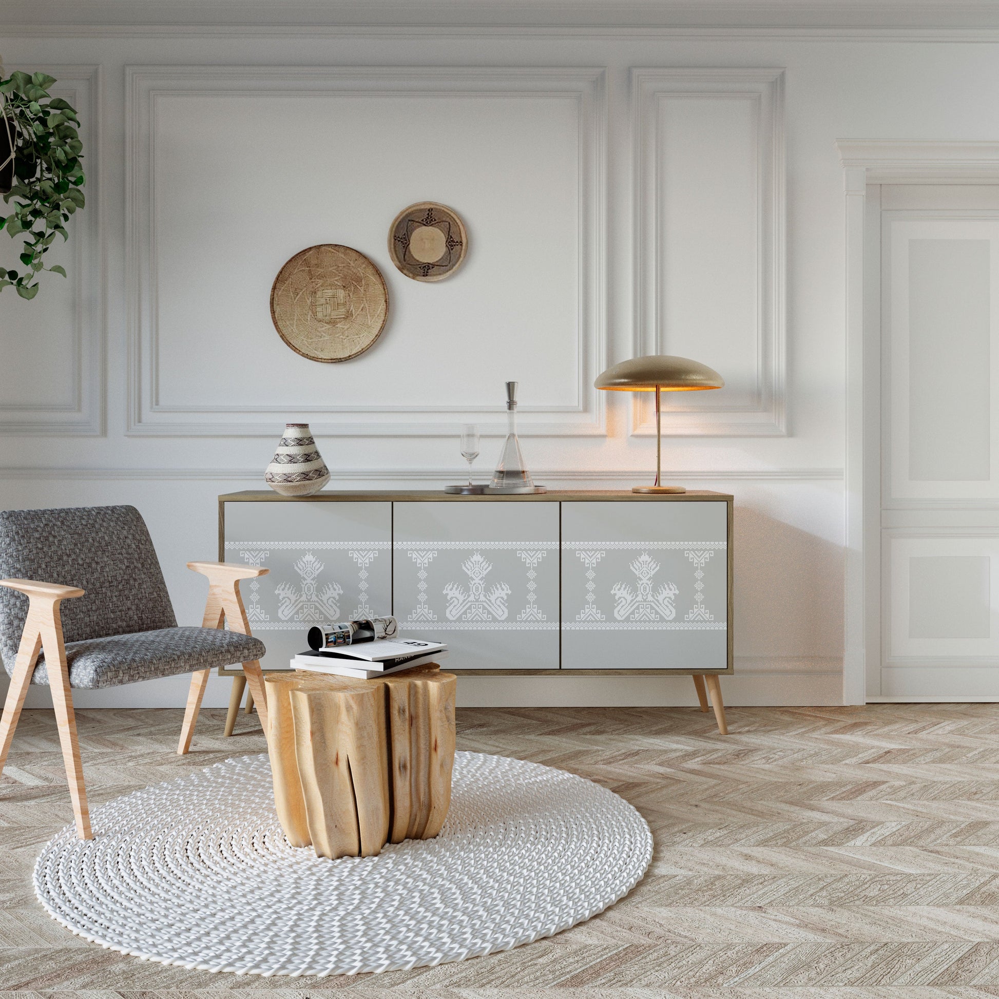 Buffet 3 portes THAI GRAY effet chêne