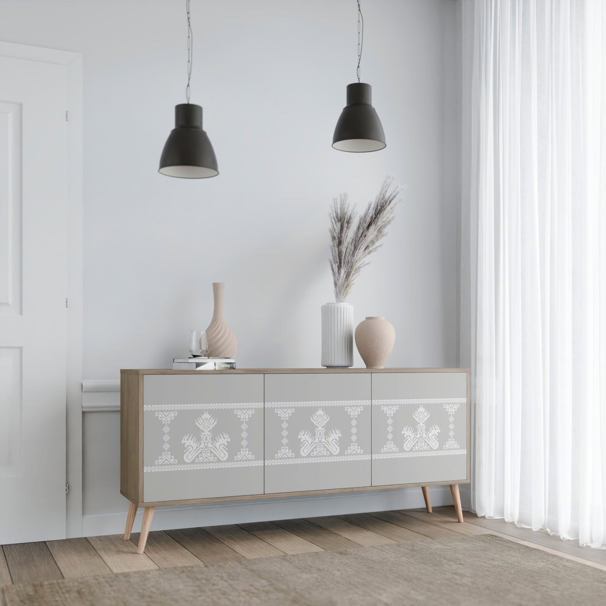 Buffet 3 portes THAI GRAY effet chêne