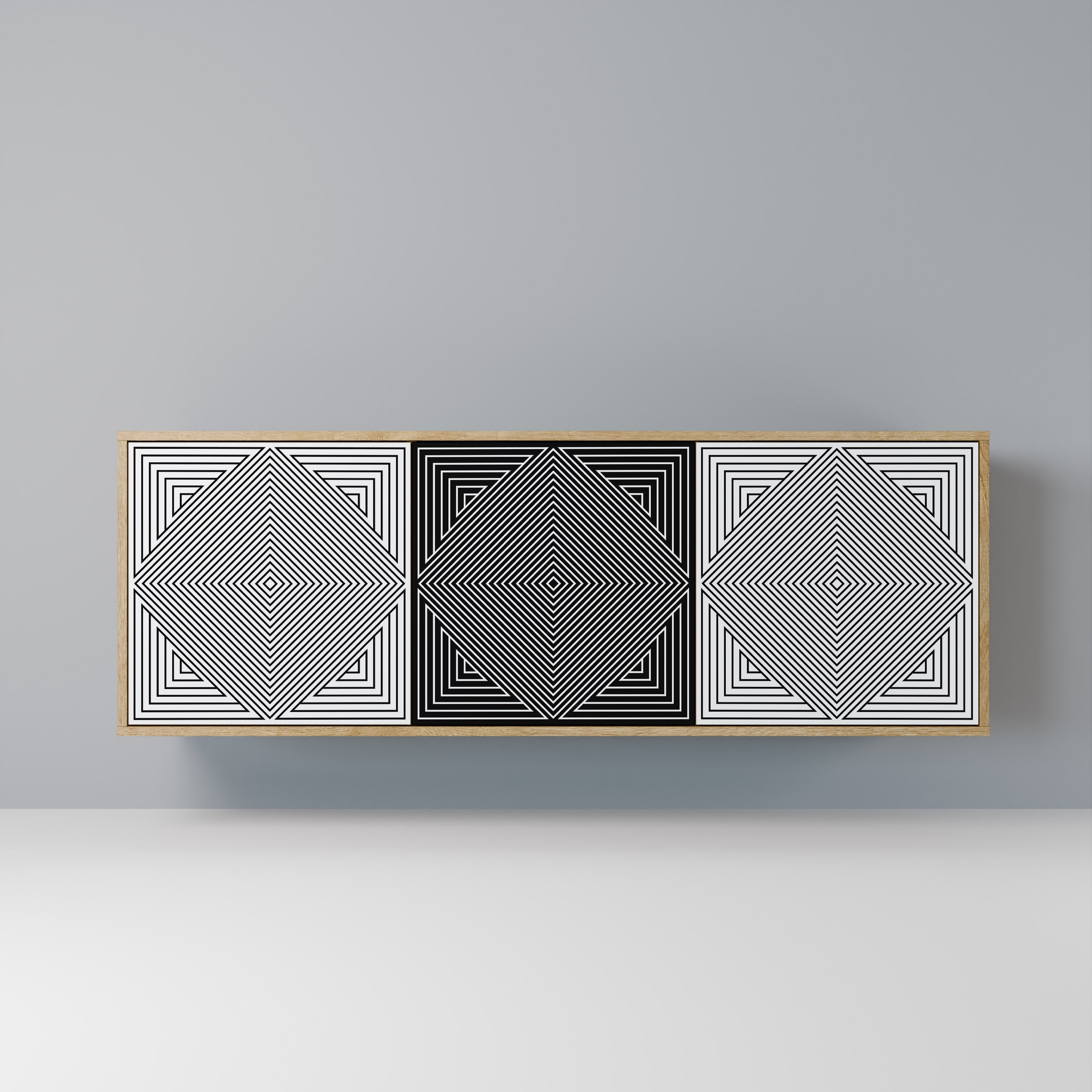 Buffet 3 portes POLYGON ILLUSION effet chêne