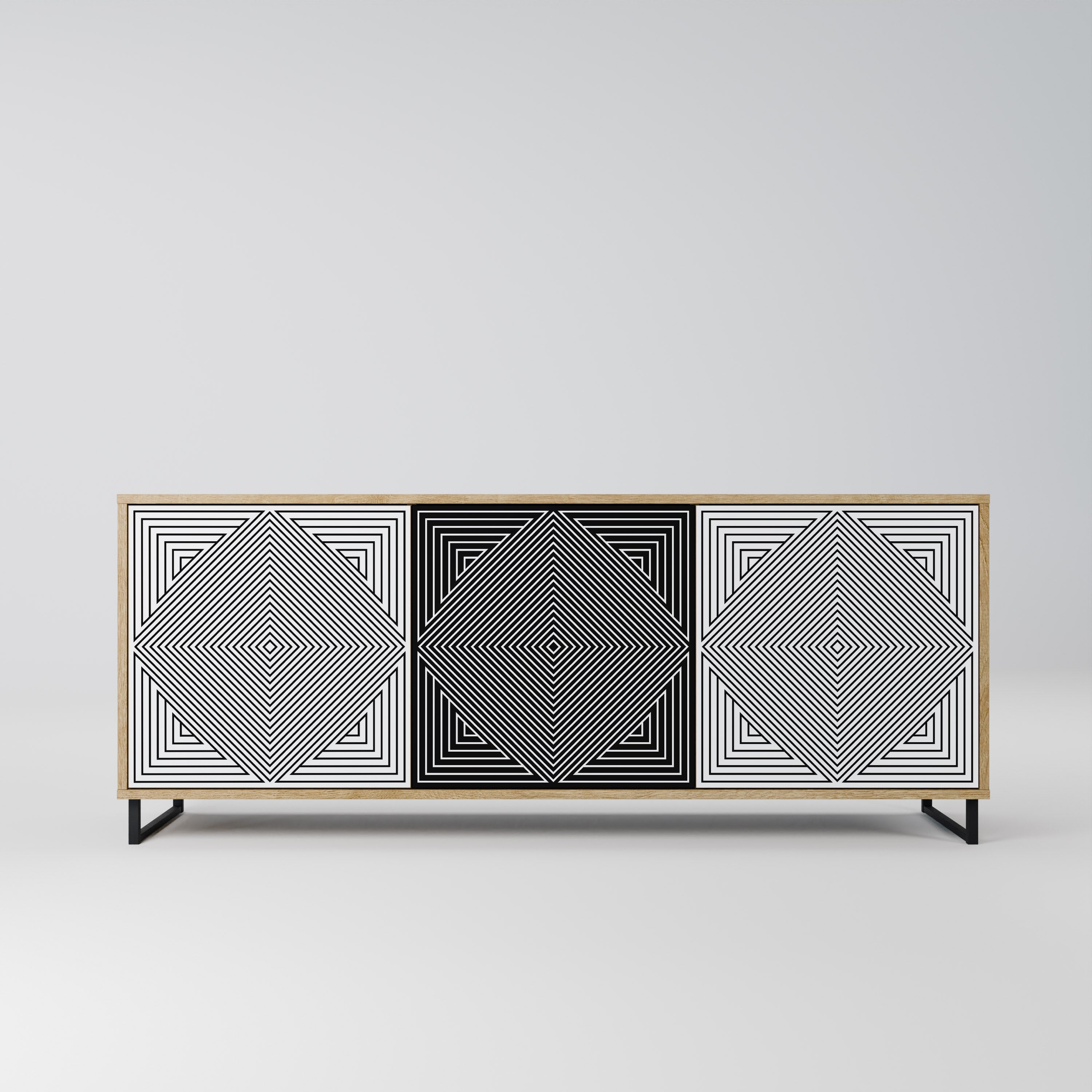 Buffet 3 portes POLYGON ILLUSION effet chêne