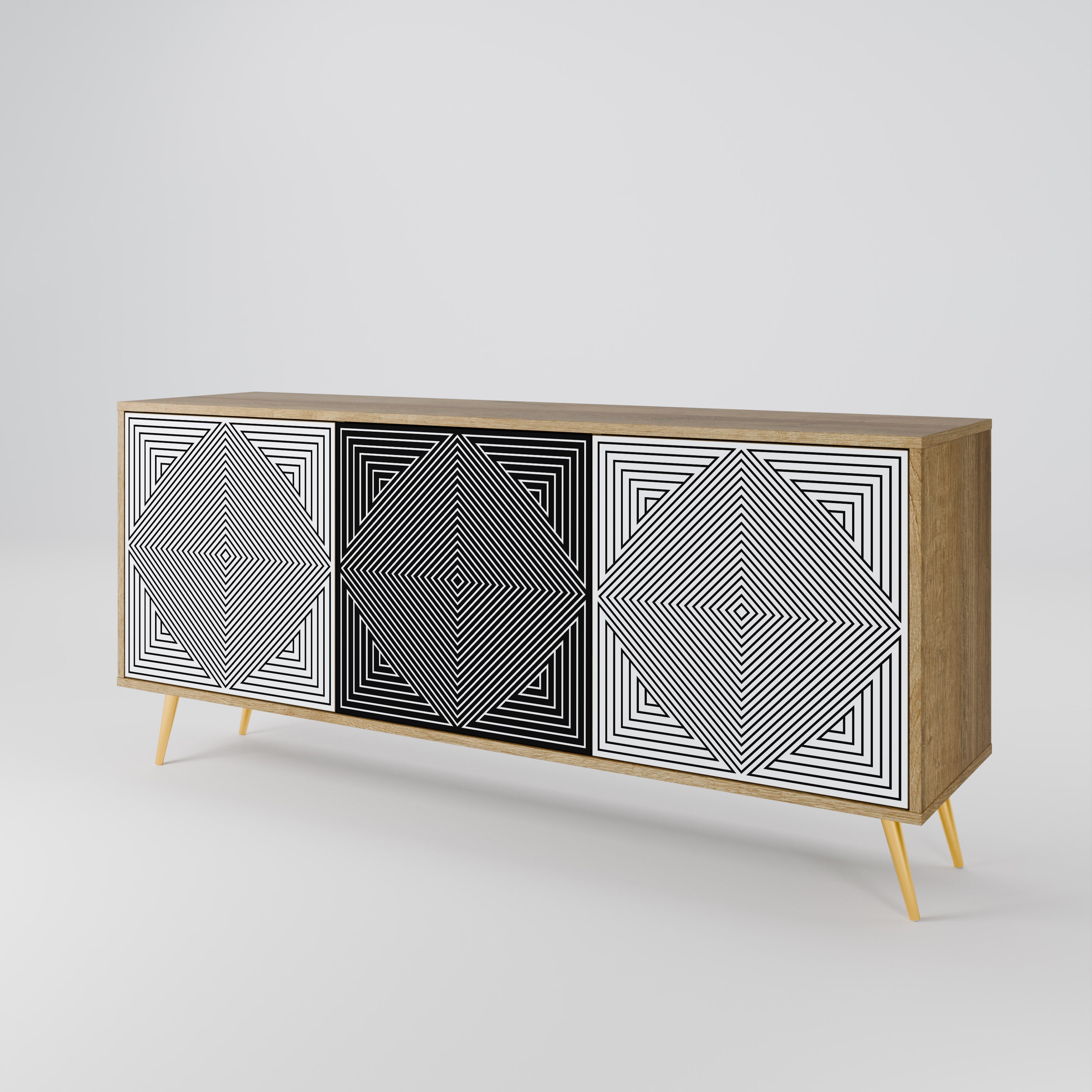POLYGON ILLUSION 3-Door Sideboard