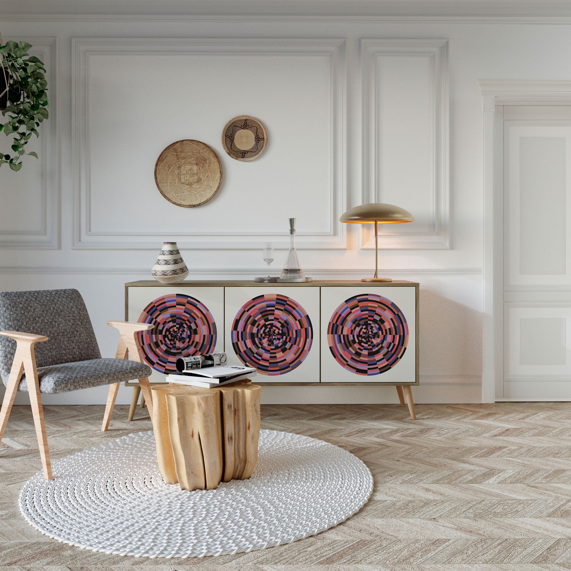 Buffet 3 portes effet chêne BROWN CIRCLES