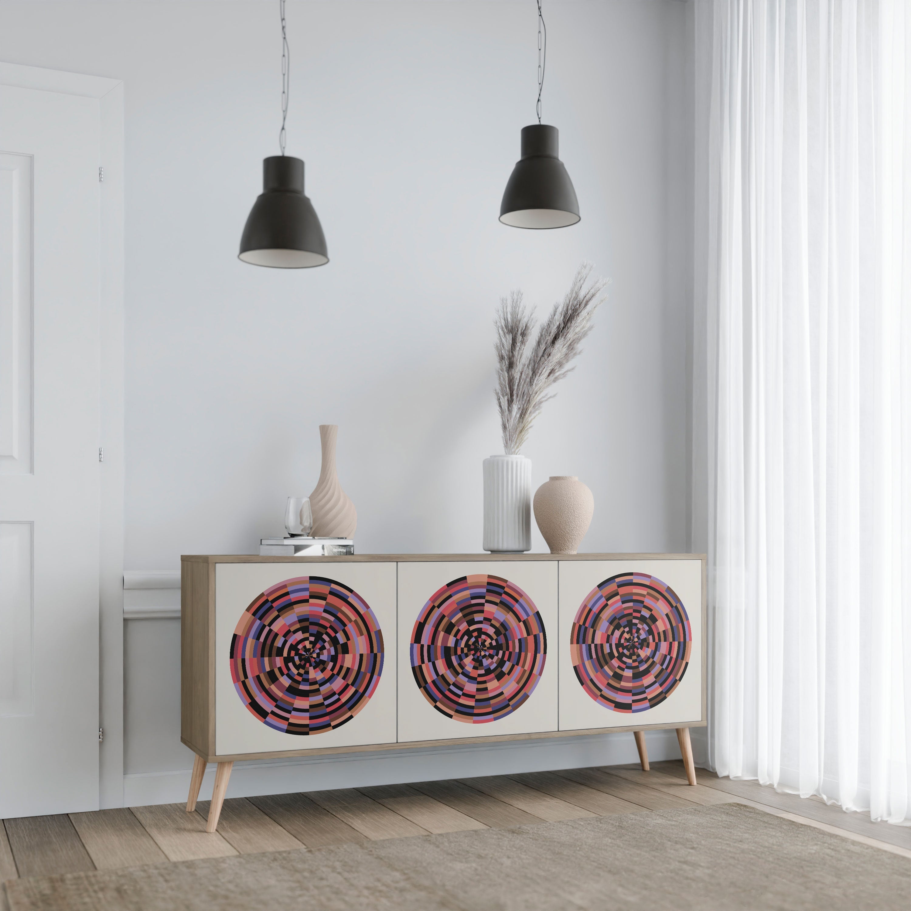 Buffet 3 portes effet chêne BROWN CIRCLES