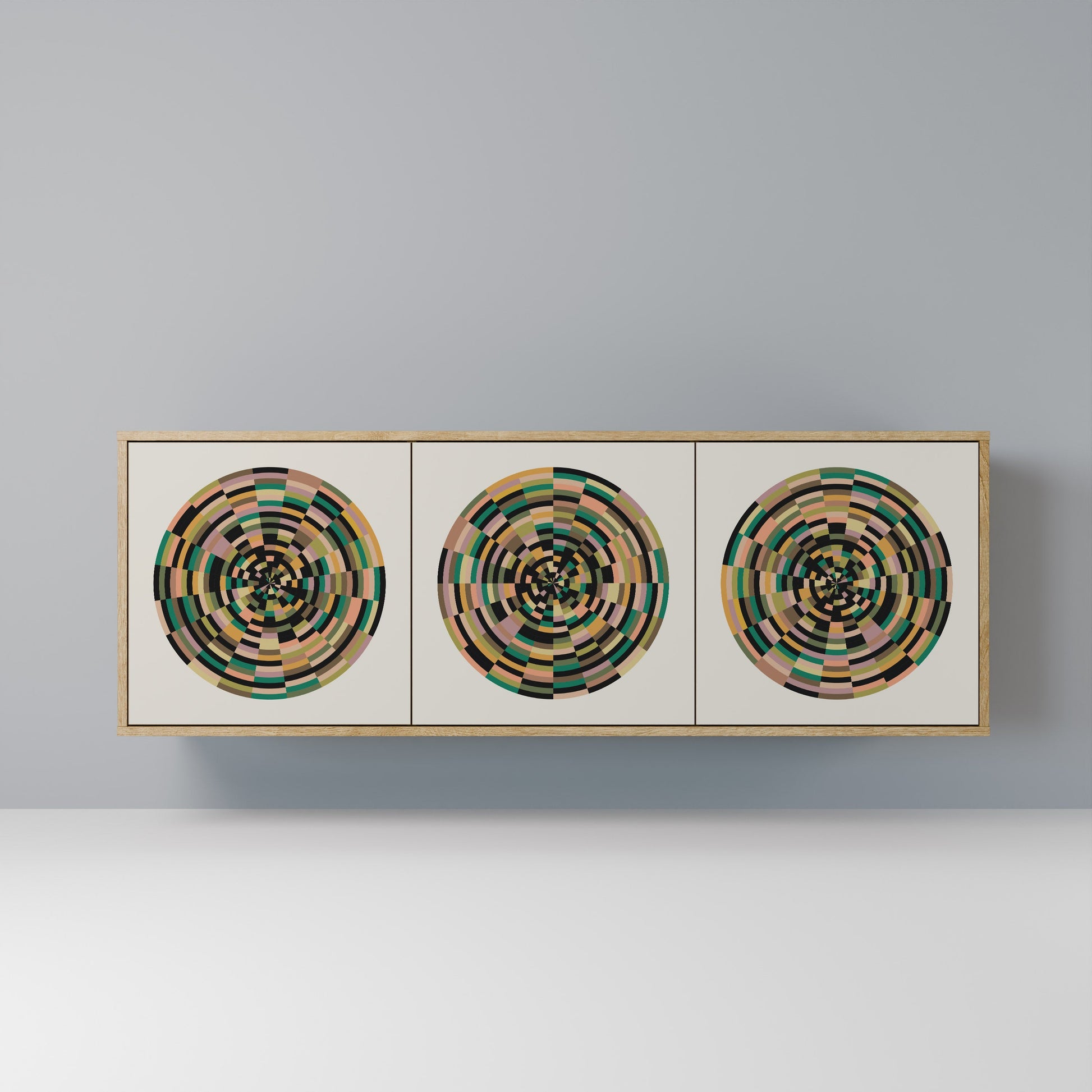 Buffet 3 portes GREEN CIRCLES effet chêne