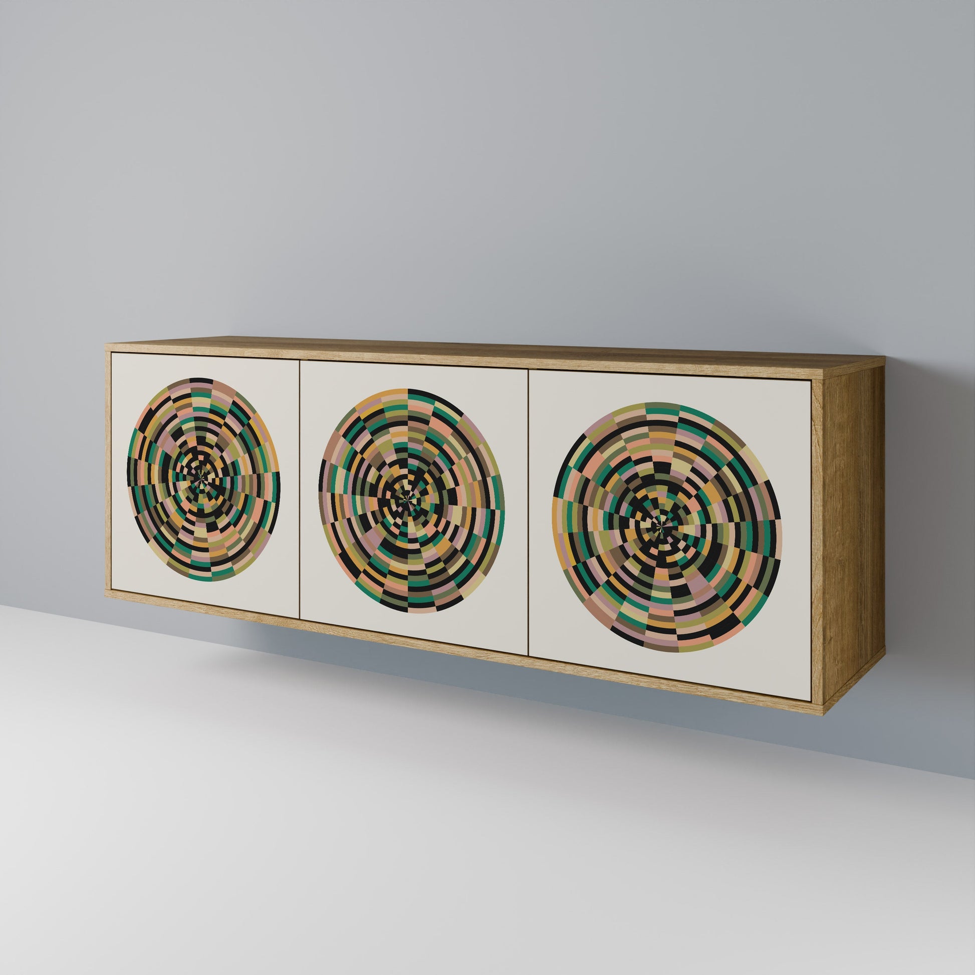 Buffet 3 portes GREEN CIRCLES effet chêne