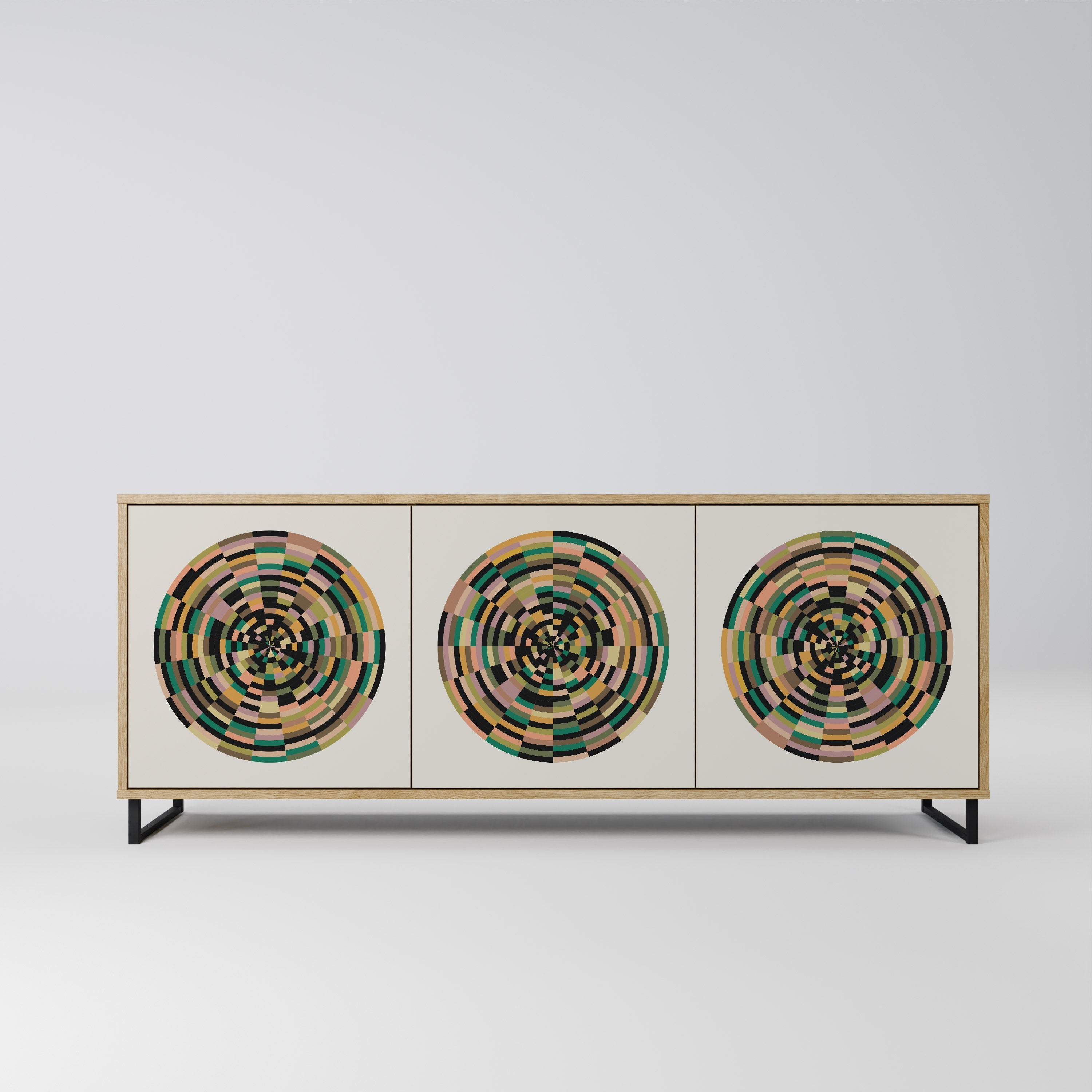 Buffet 3 portes GREEN CIRCLES effet chêne