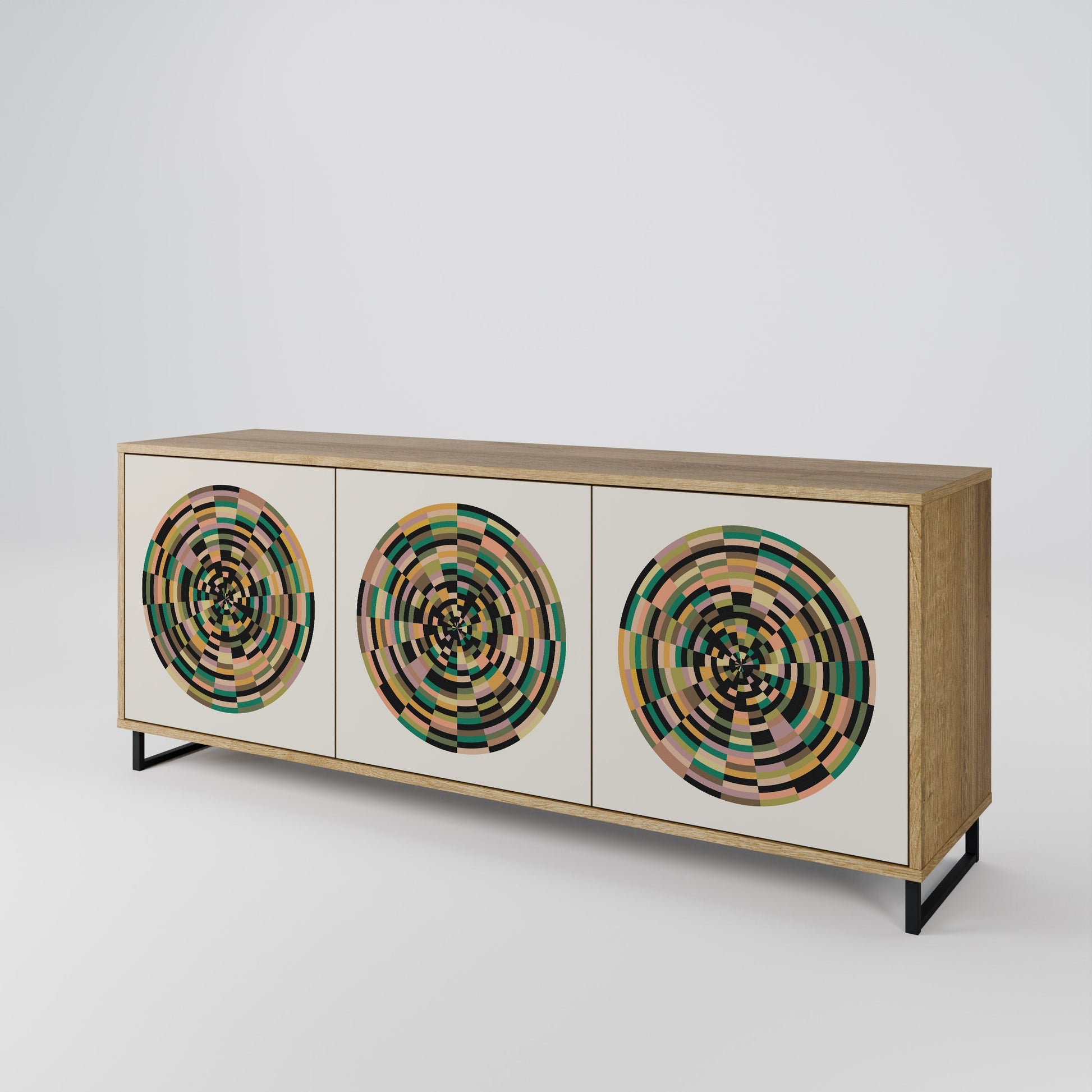 Buffet 3 portes GREEN CIRCLES effet chêne