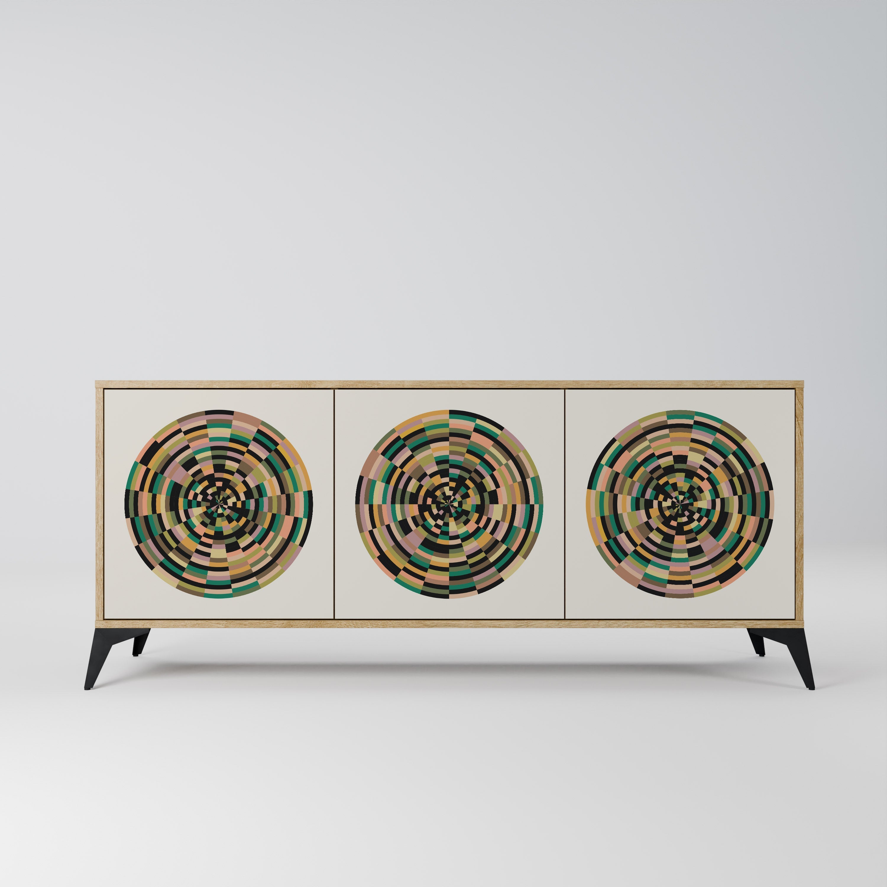 Buffet 3 portes GREEN CIRCLES effet chêne