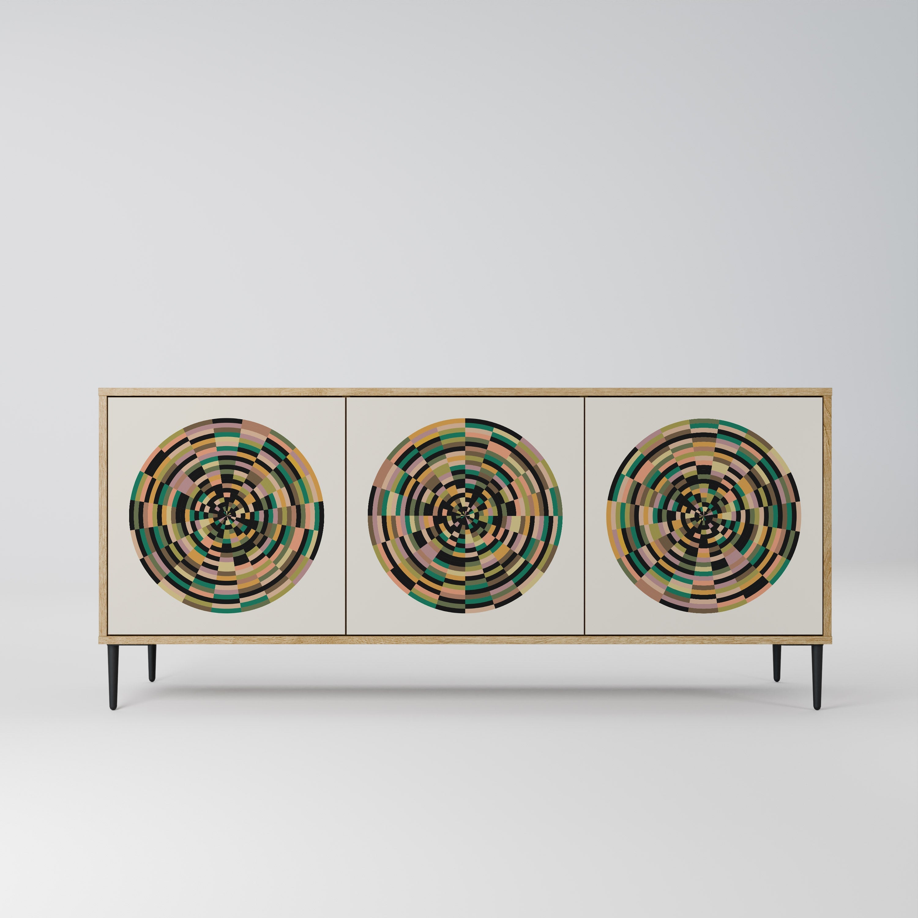 Buffet 3 portes GREEN CIRCLES effet chêne