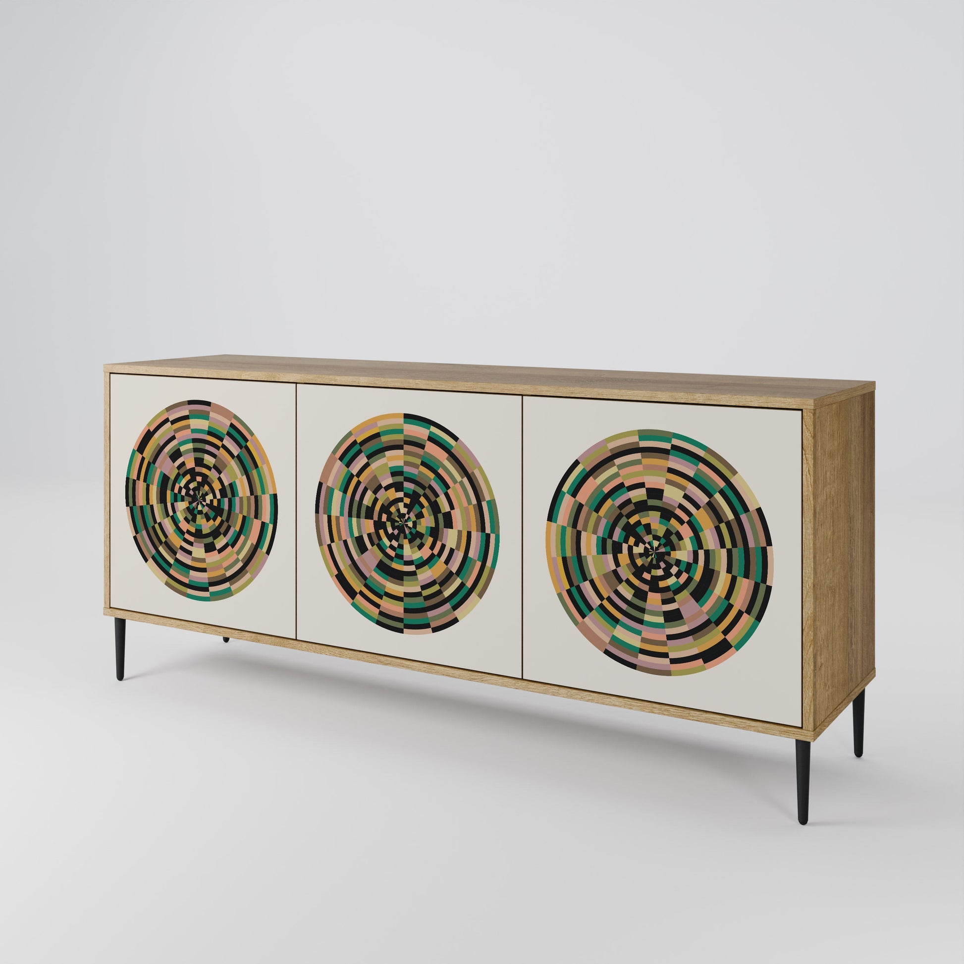 Buffet 3 portes GREEN CIRCLES effet chêne