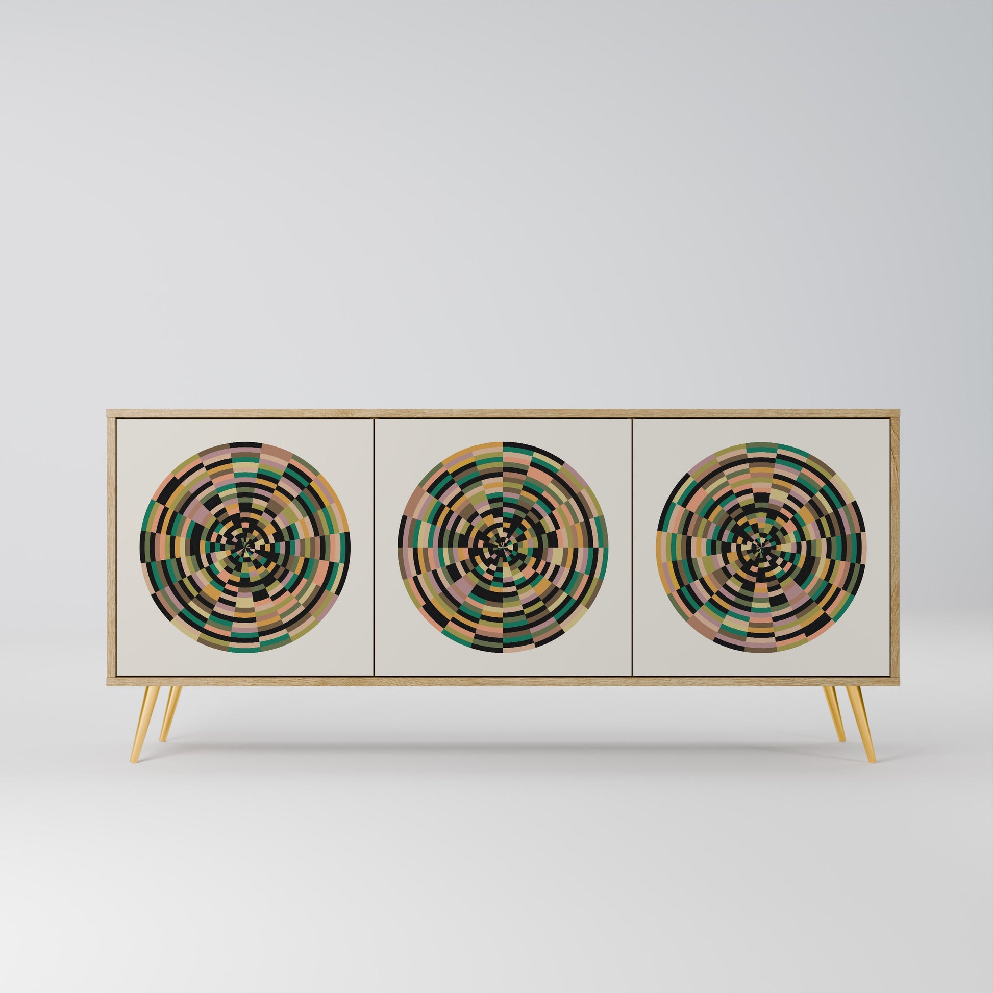 Buffet 3 portes GREEN CIRCLES effet chêne