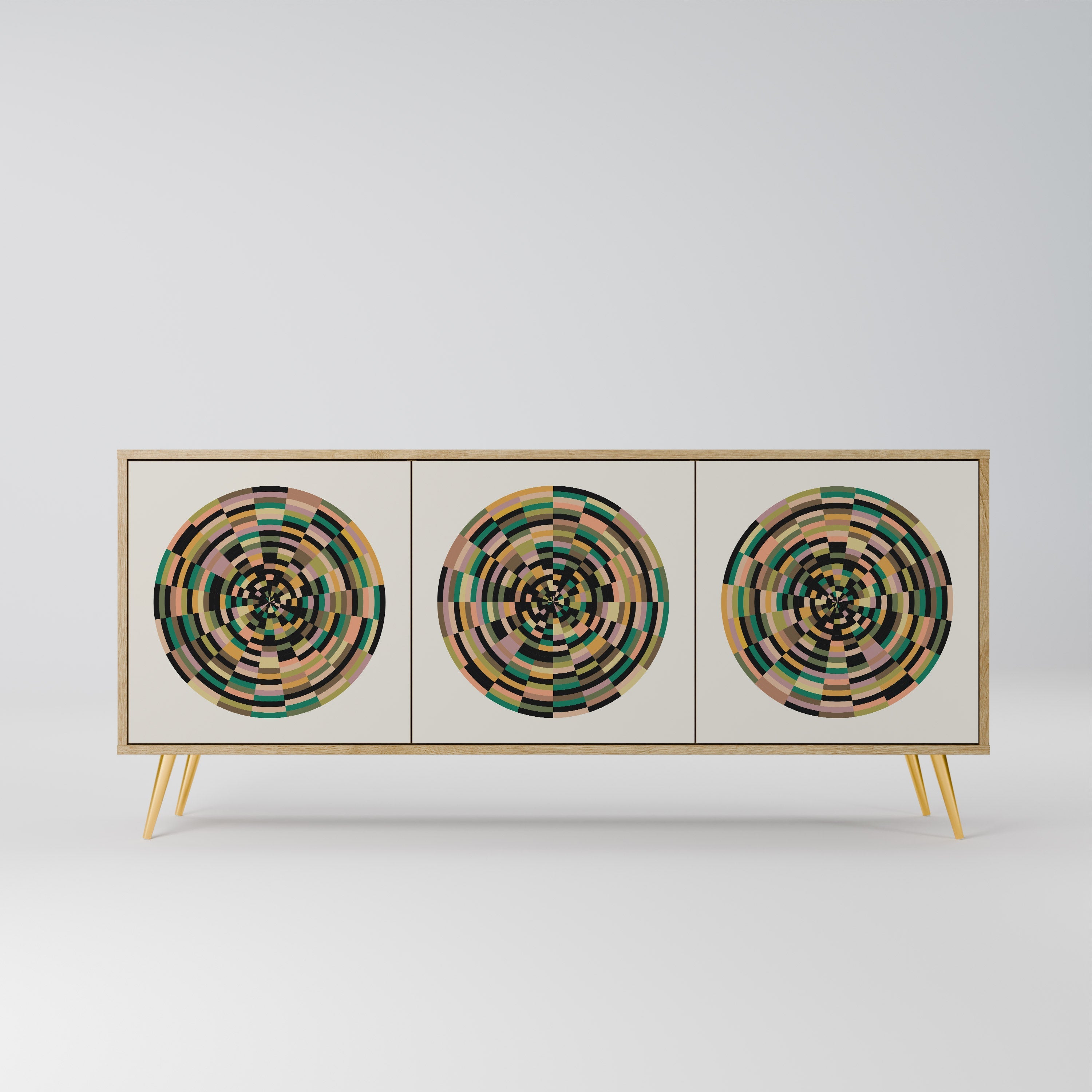 Buffet 3 portes GREEN CIRCLES effet chêne