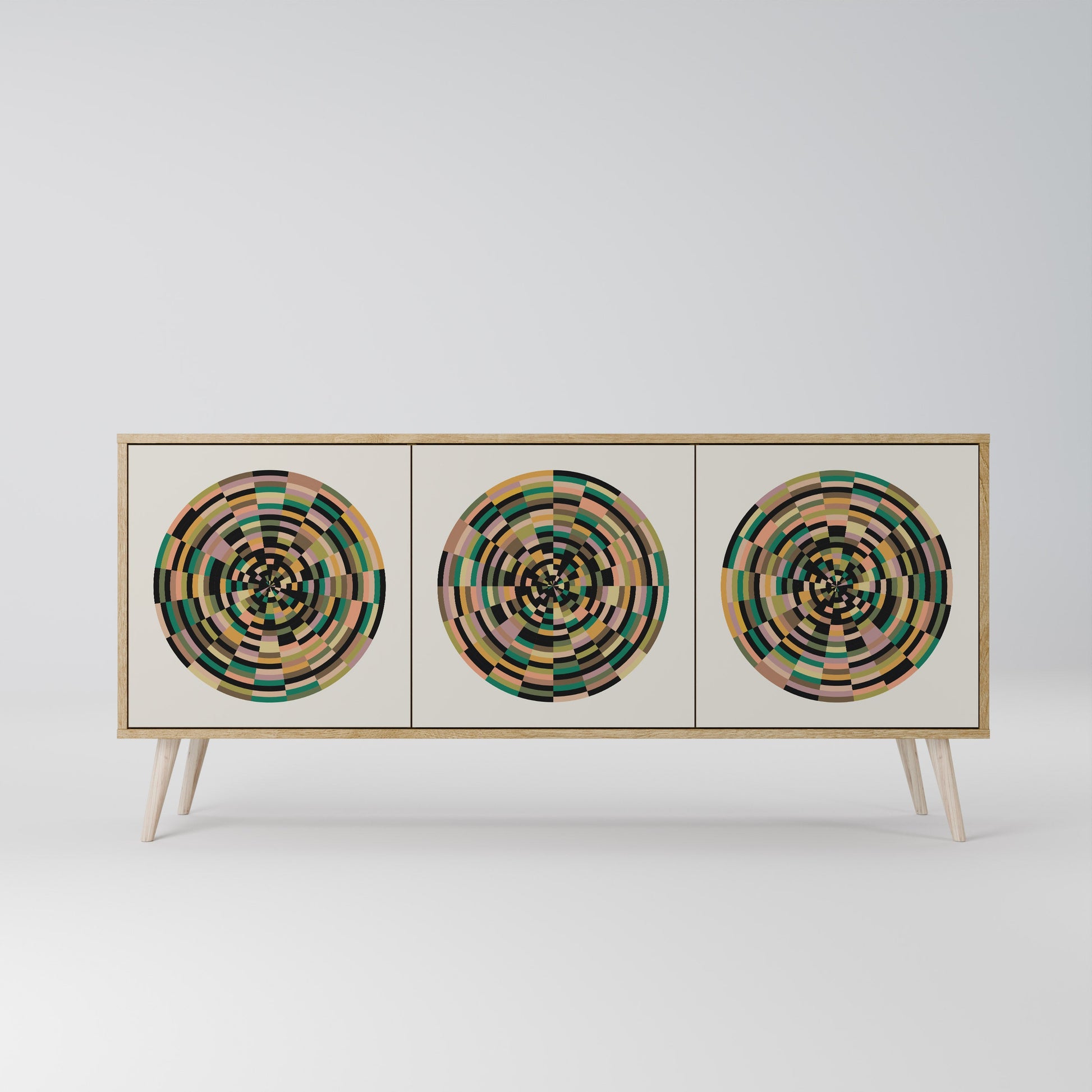 Buffet 3 portes GREEN CIRCLES effet chêne