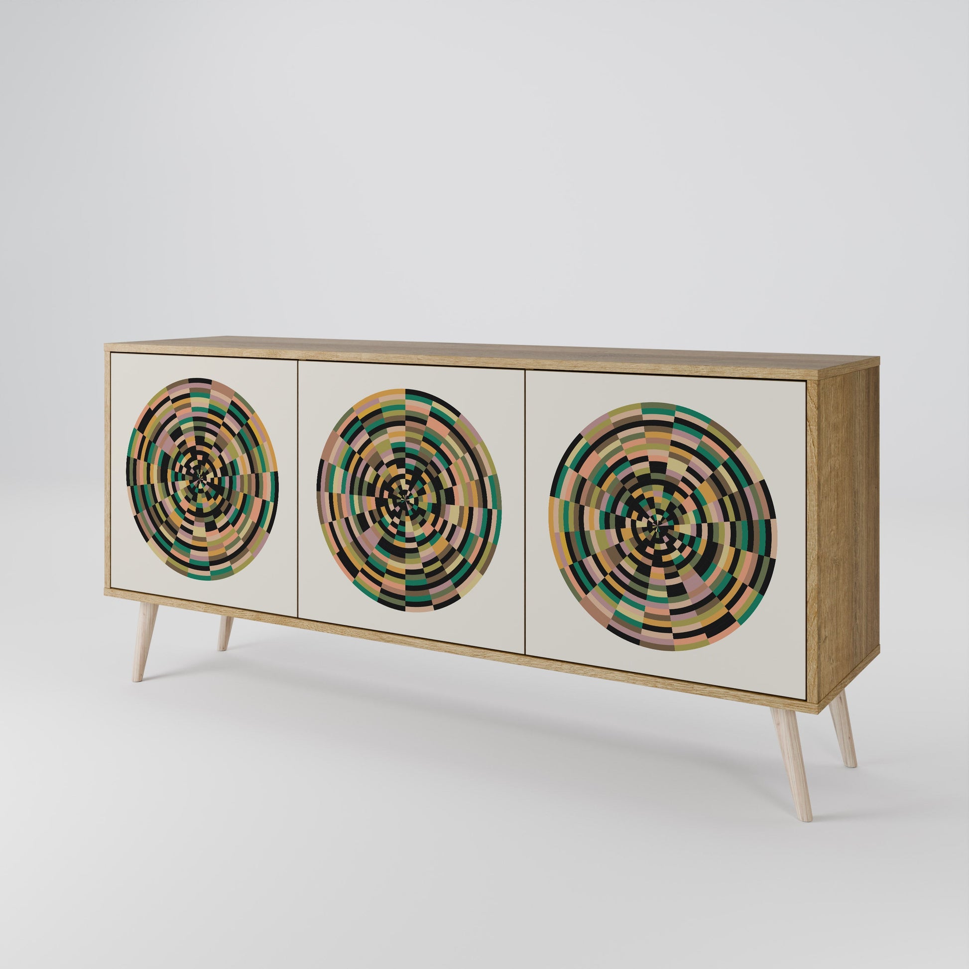 Buffet 3 portes GREEN CIRCLES effet chêne