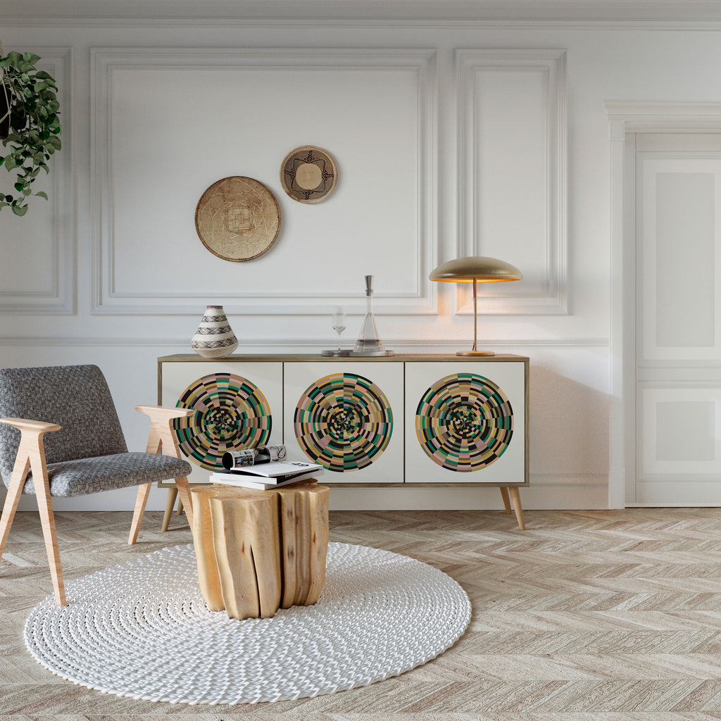 Buffet 3 portes GREEN CIRCLES effet chêne