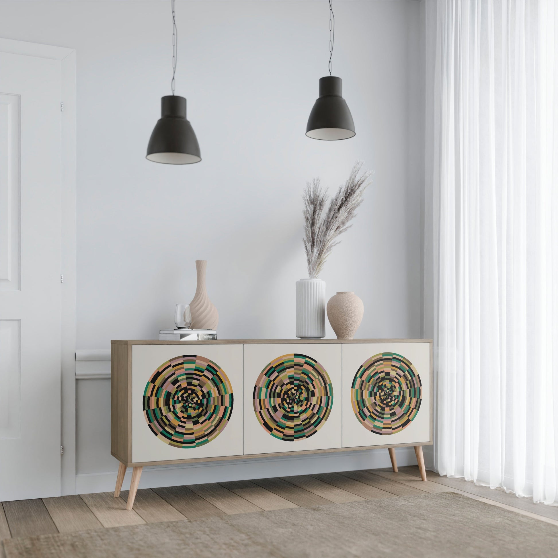 Buffet 3 portes GREEN CIRCLES effet chêne