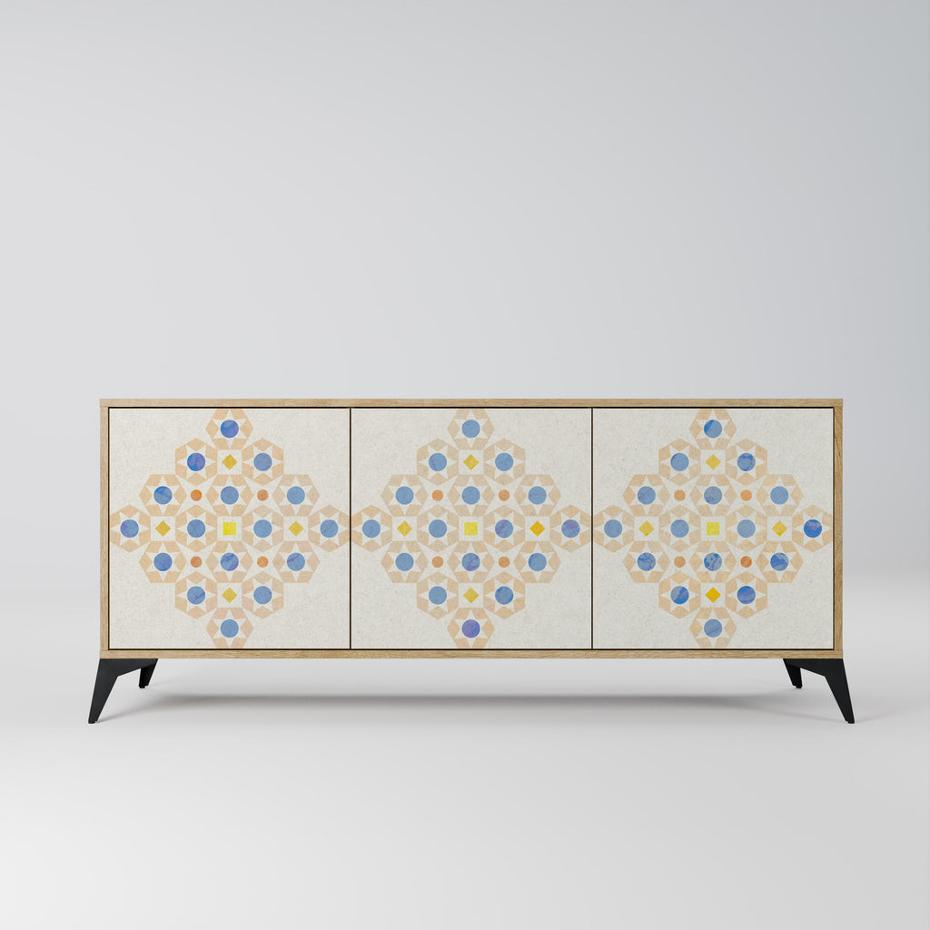 Buffet 3 portes à motifs PRISM effet chêne