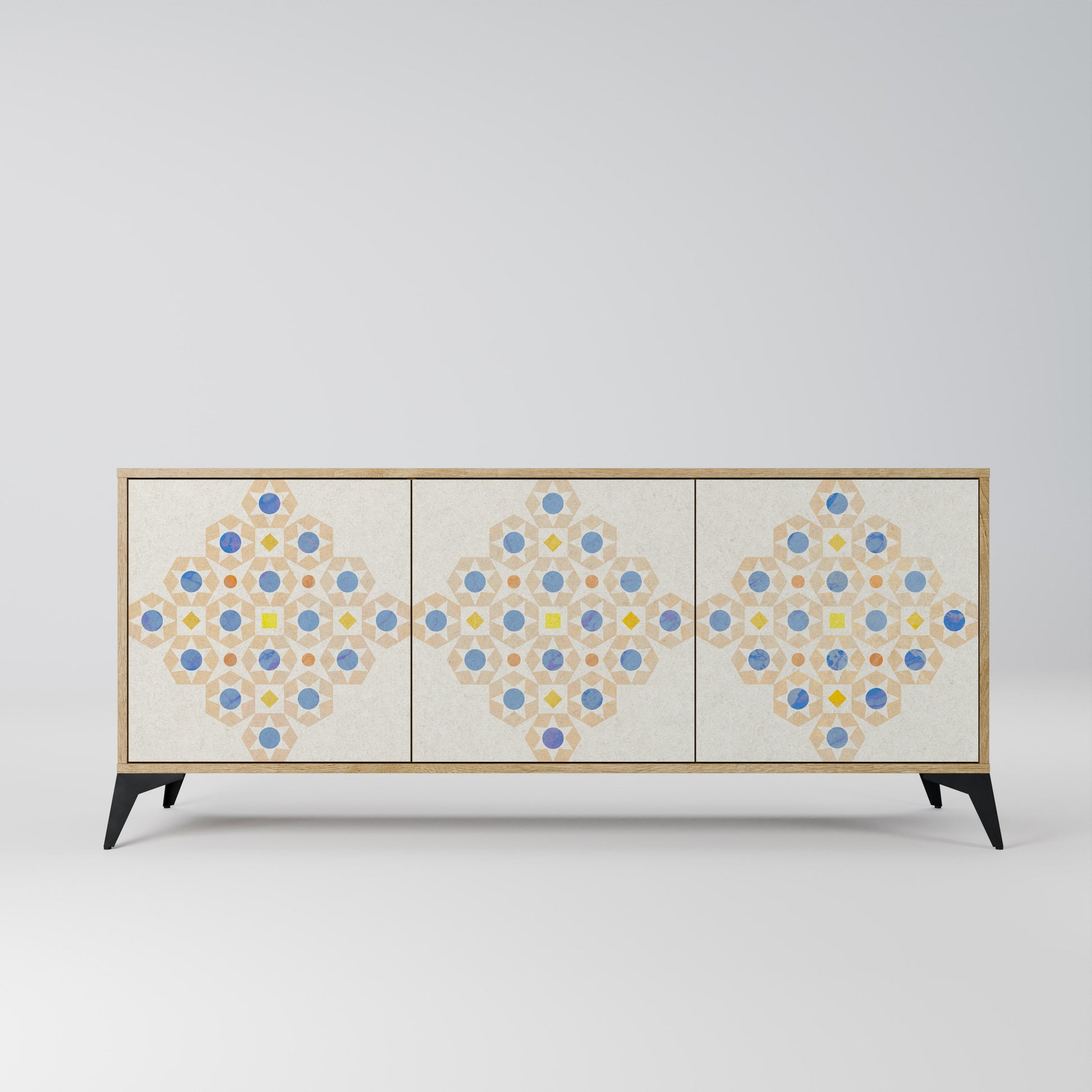 Buffet 3 portes à motifs PRISM effet chêne