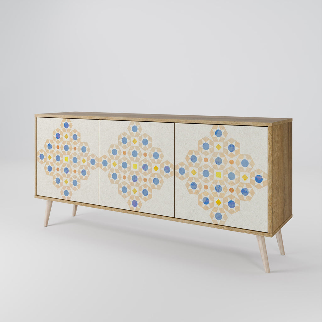 Buffet 3 portes à motifs PRISM effet chêne