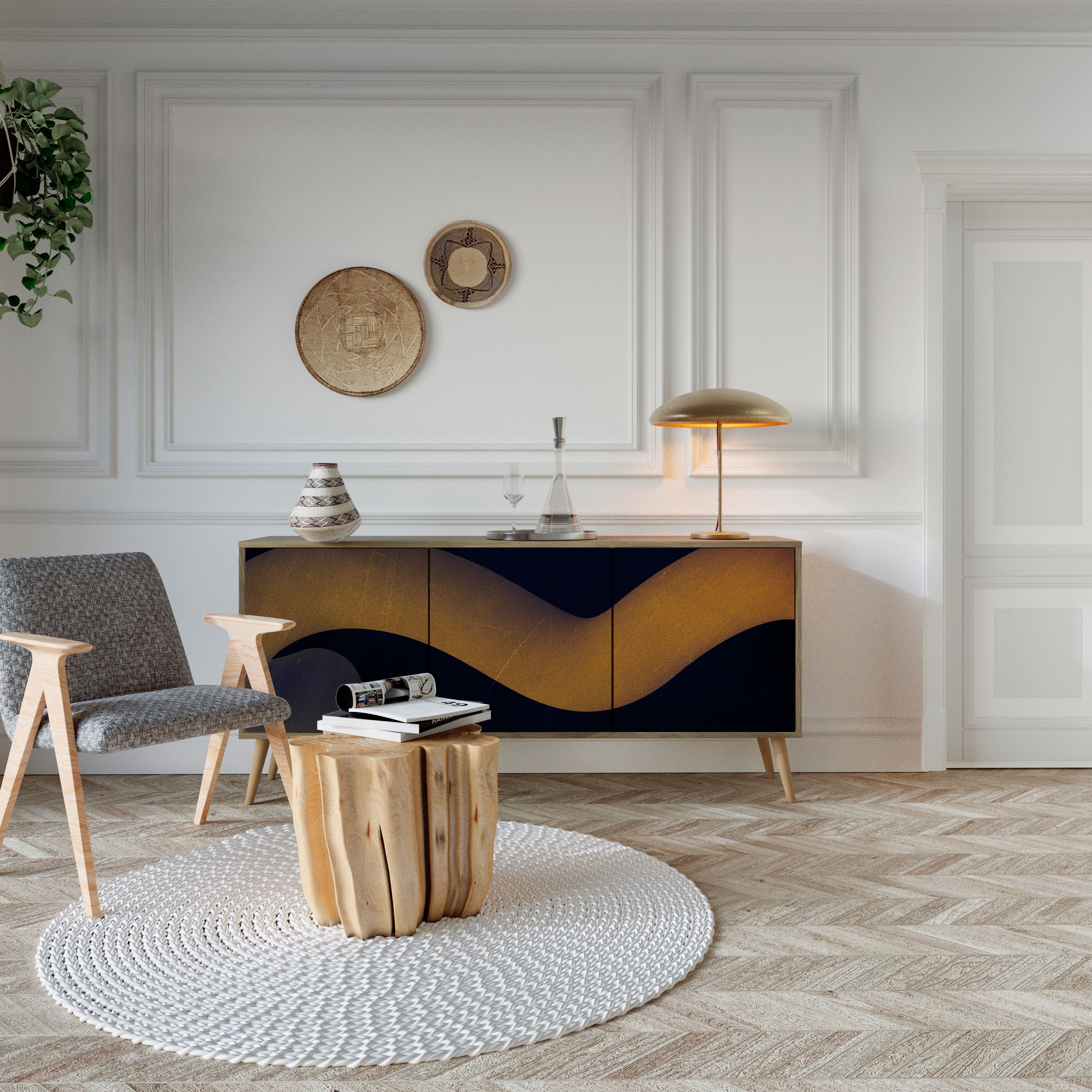 Buffet 3 portes HOLLOW TIME effet chêne