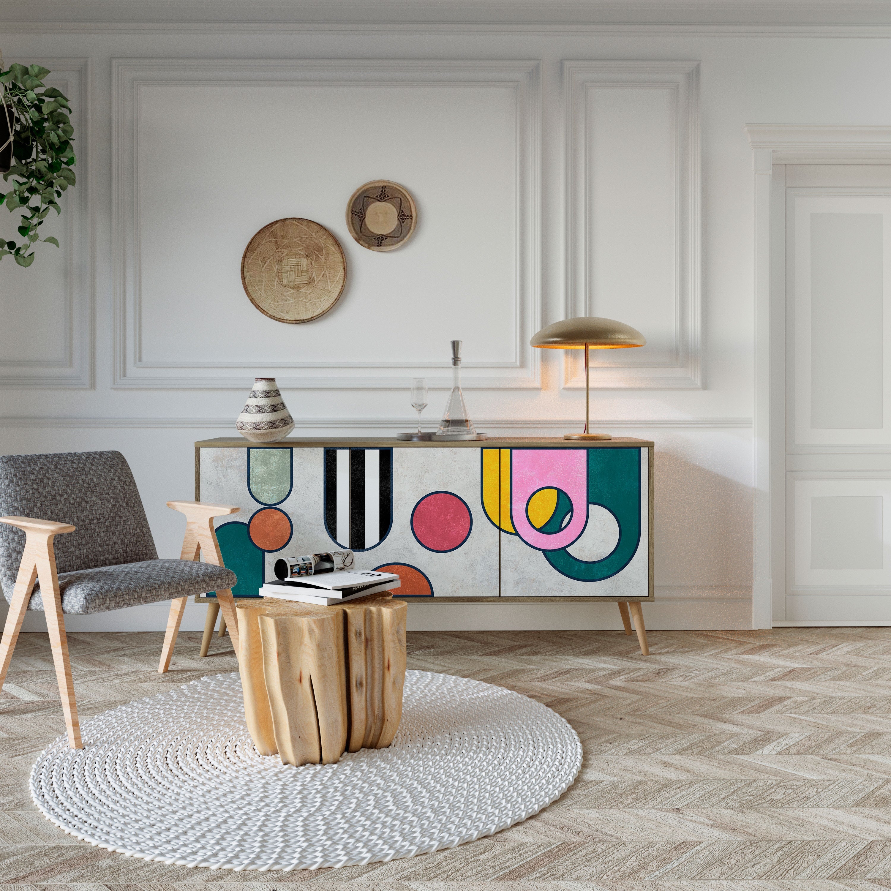 Buffet 3 portes effet chêne COOL STORY