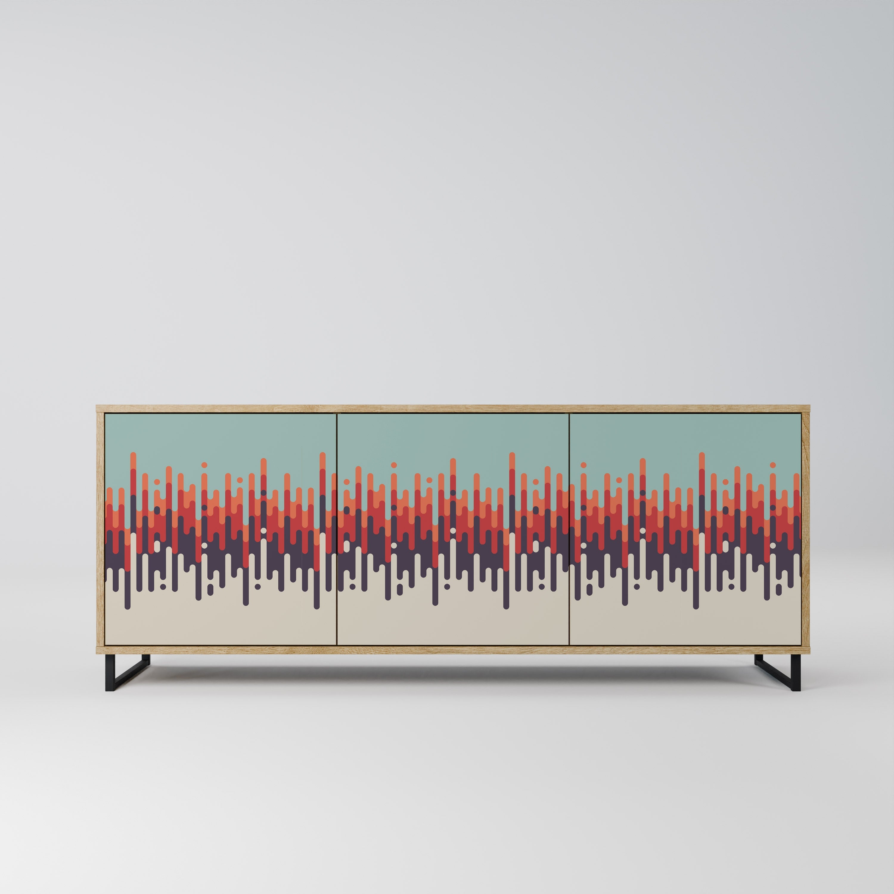 Buffet 3 portes CHROMA CONTOURS effet chêne