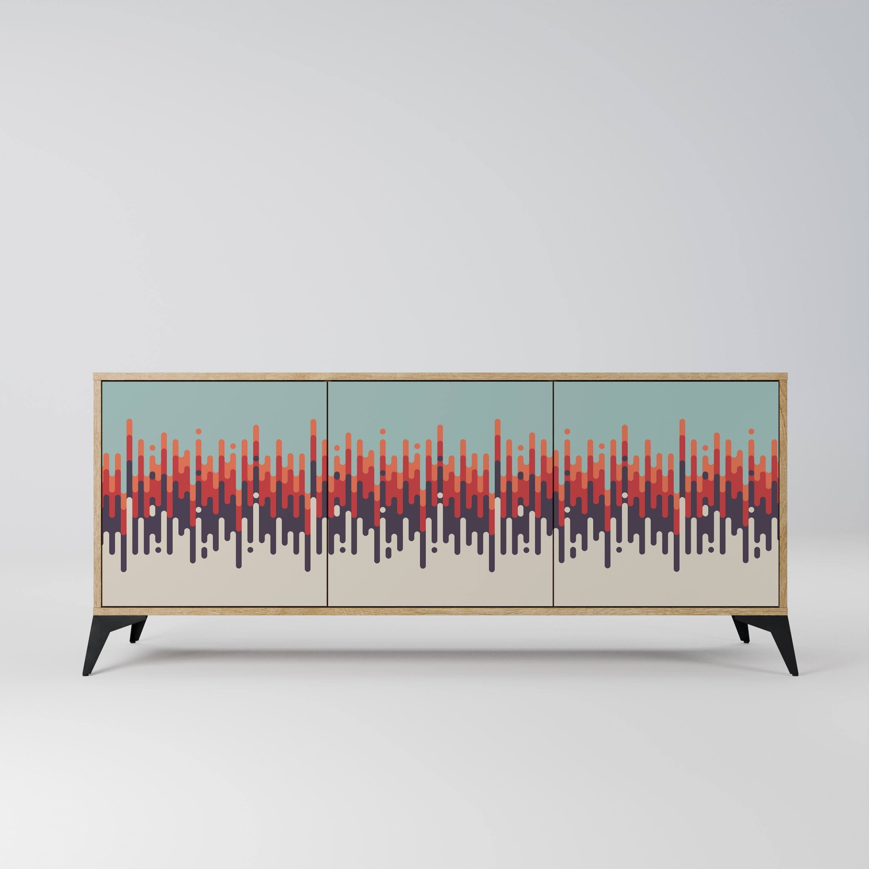 Buffet 3 portes CHROMA CONTOURS effet chêne