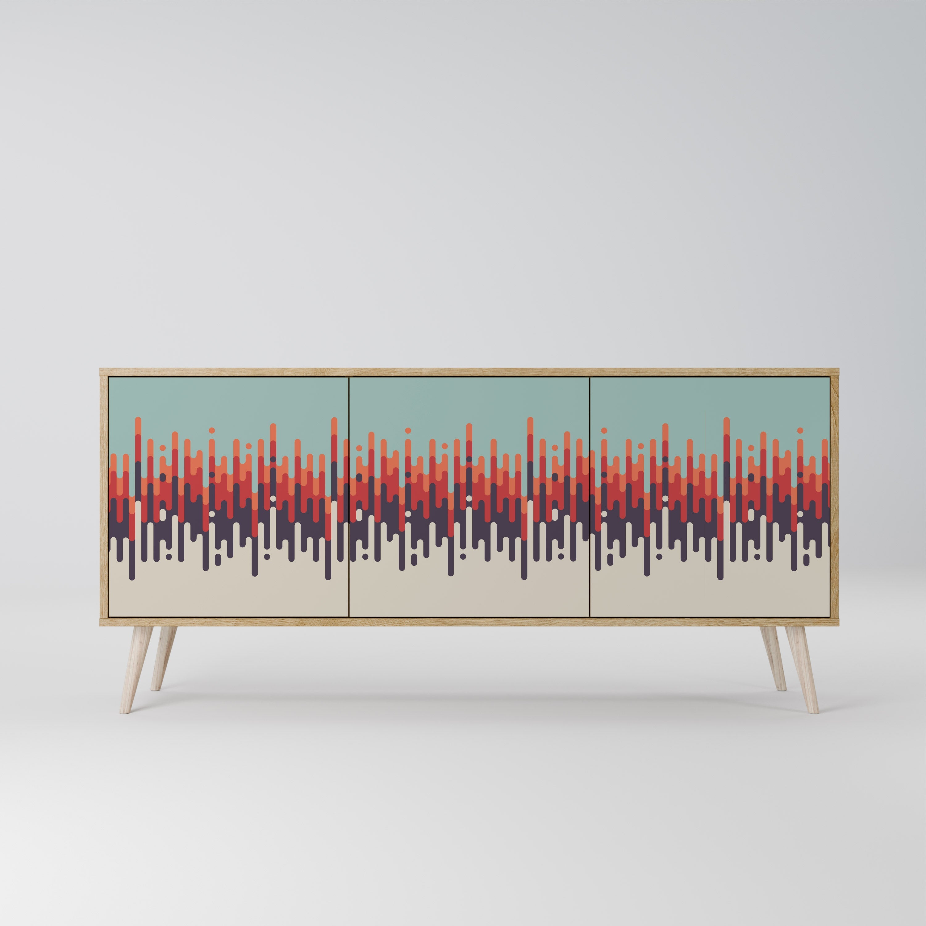 Buffet 3 portes CHROMA CONTOURS effet chêne