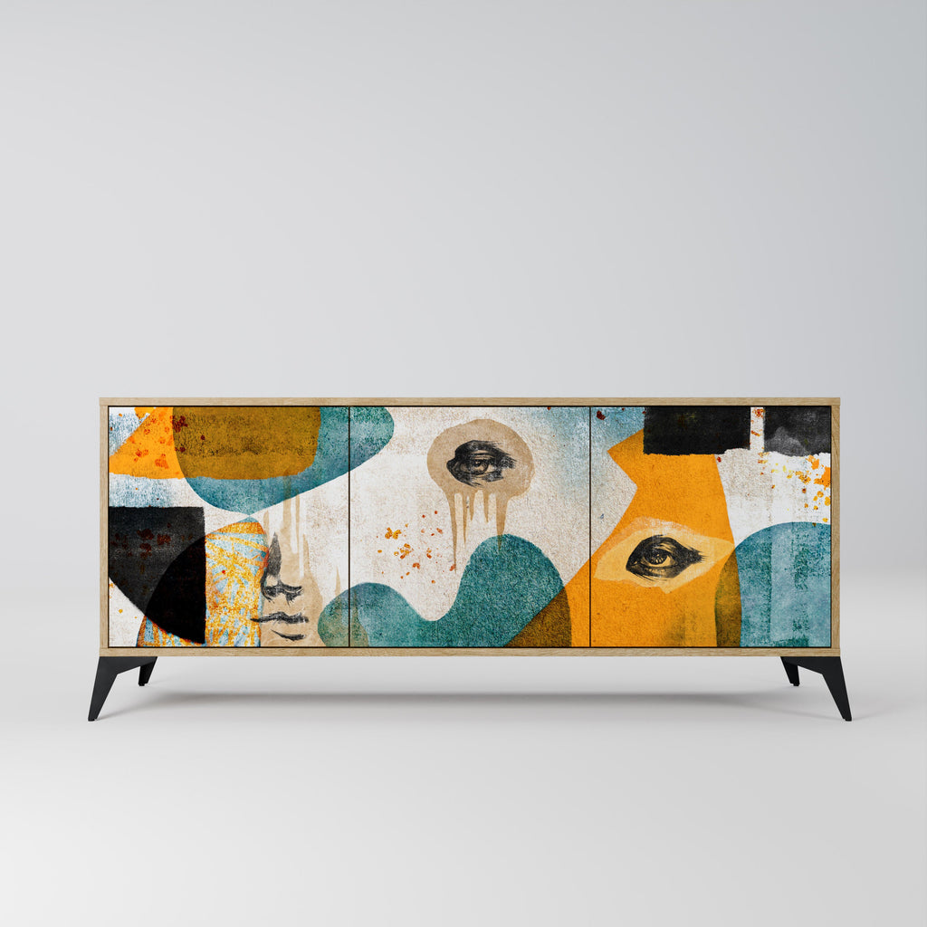 Buffet 3 portes ABSTRACT FACES effet chêne