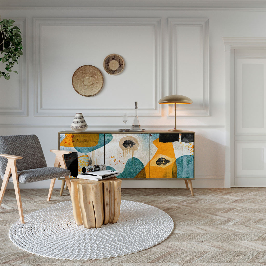 Buffet 3 portes ABSTRACT FACES effet chêne