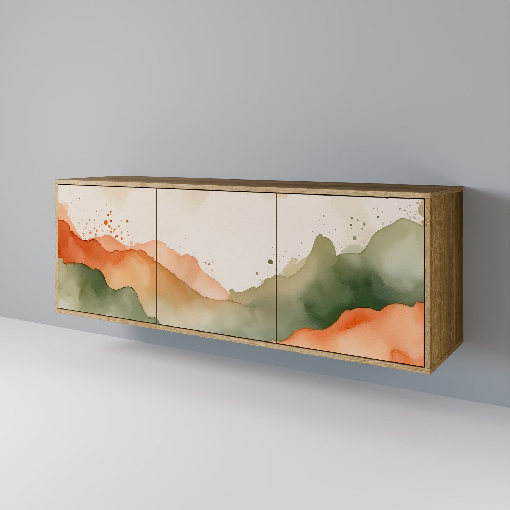 Buffet 3 portes WATERCOLOUR PEAKS effet chêne