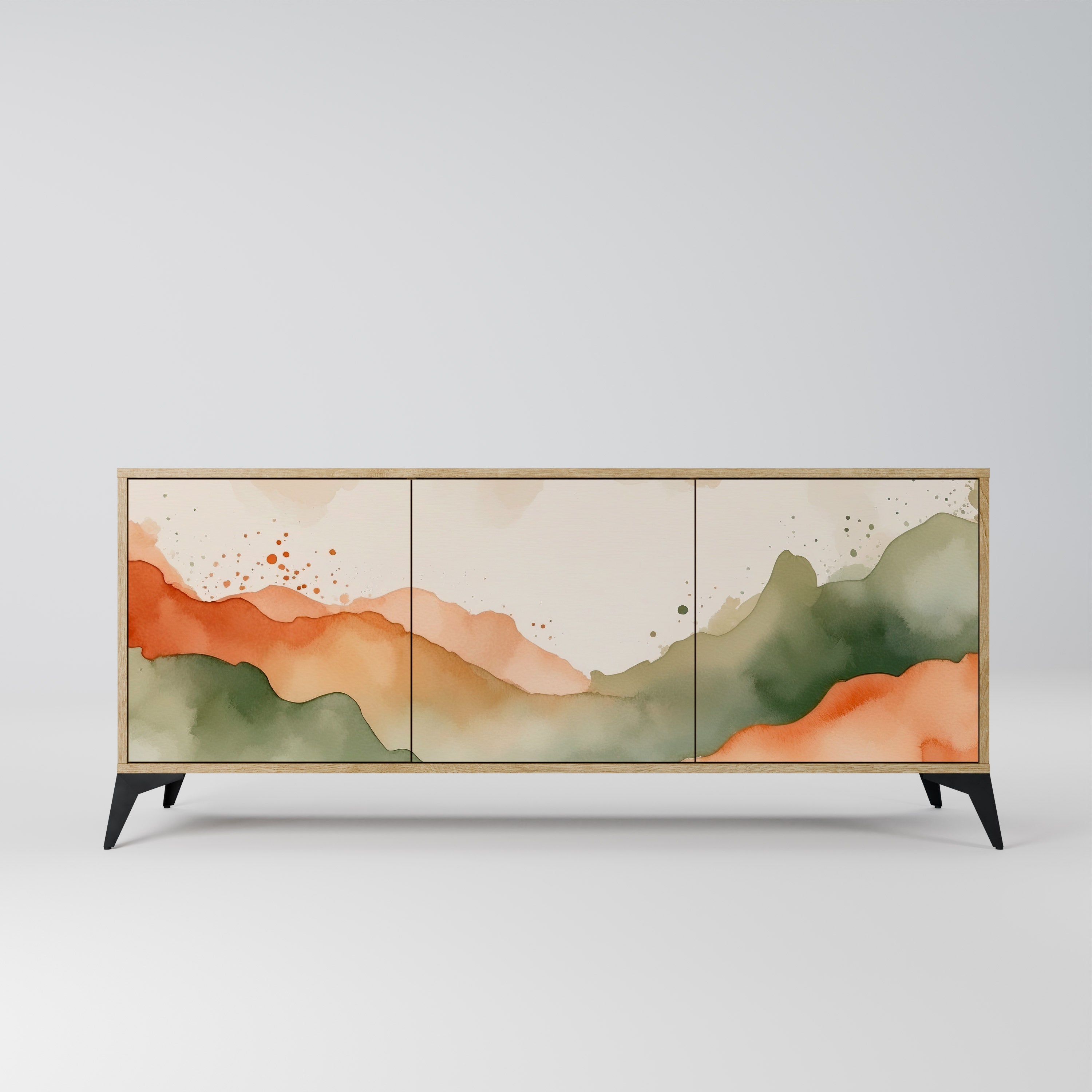 Buffet 3 portes WATERCOLOUR PEAKS effet chêne