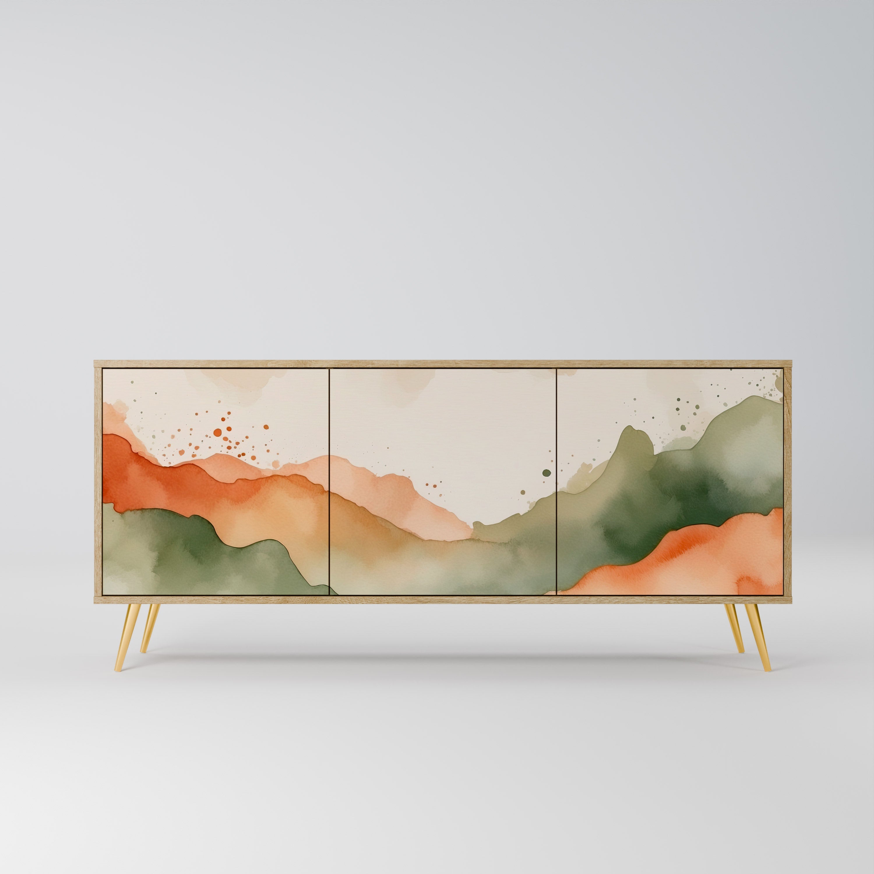 Buffet 3 portes WATERCOLOUR PEAKS effet chêne