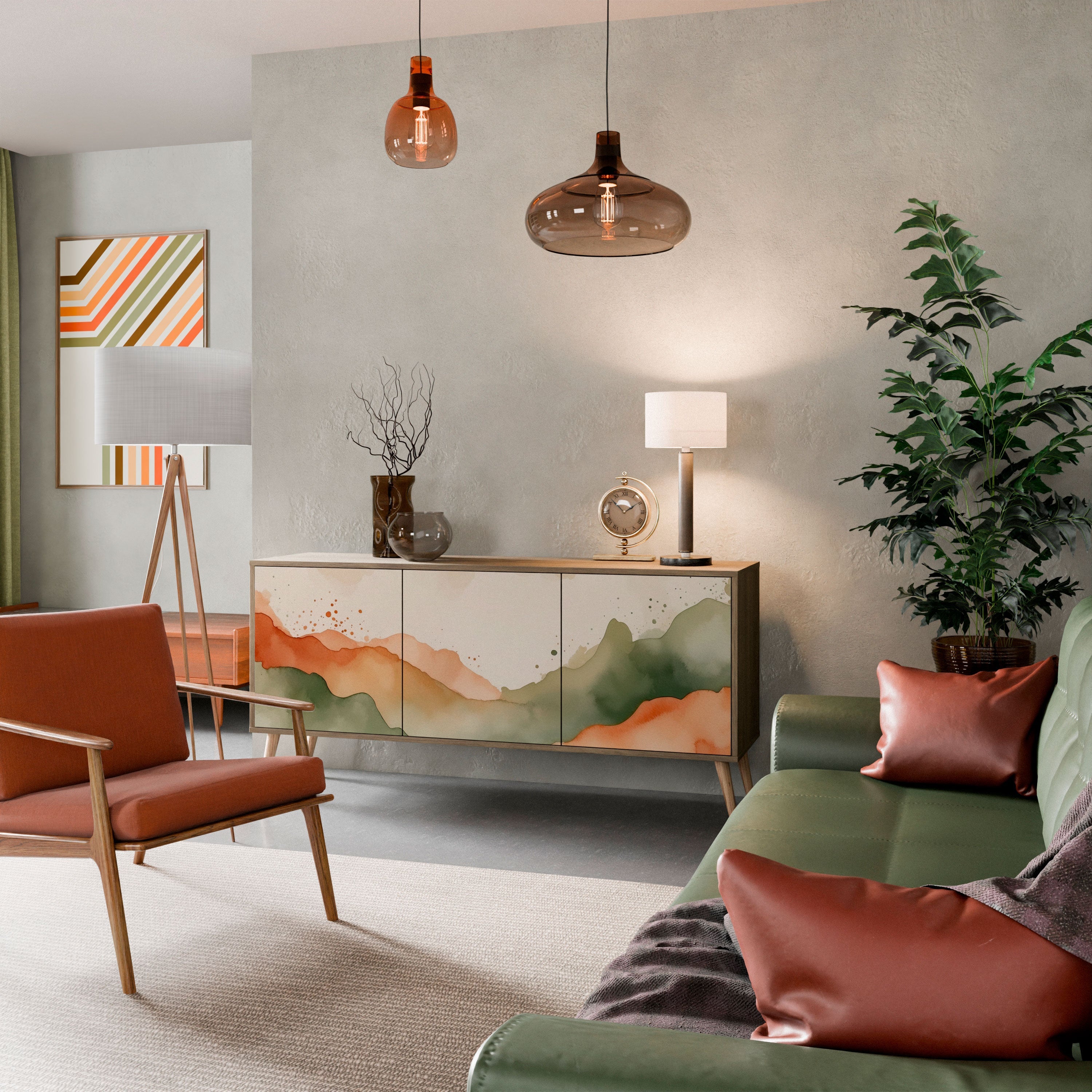 Buffet 3 portes WATERCOLOUR PEAKS effet chêne