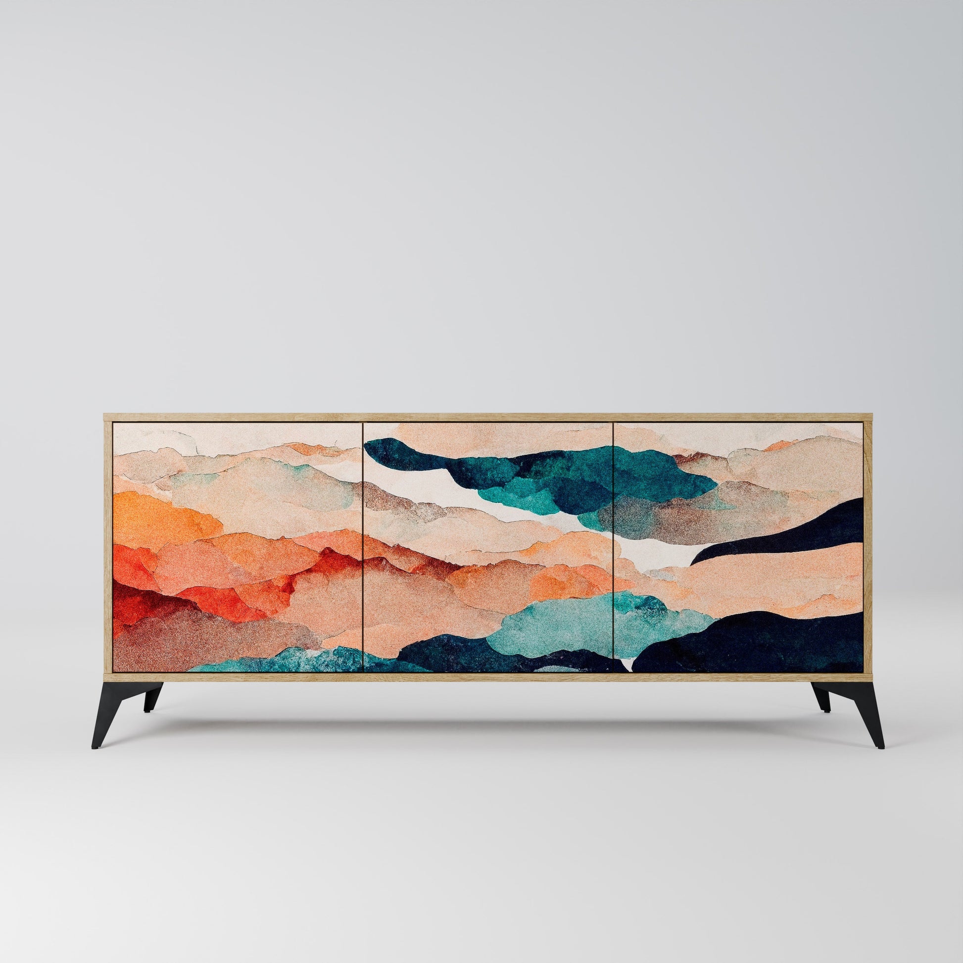 Buffet 3 portes effet chêne ABSTRAIT PAYSAGE