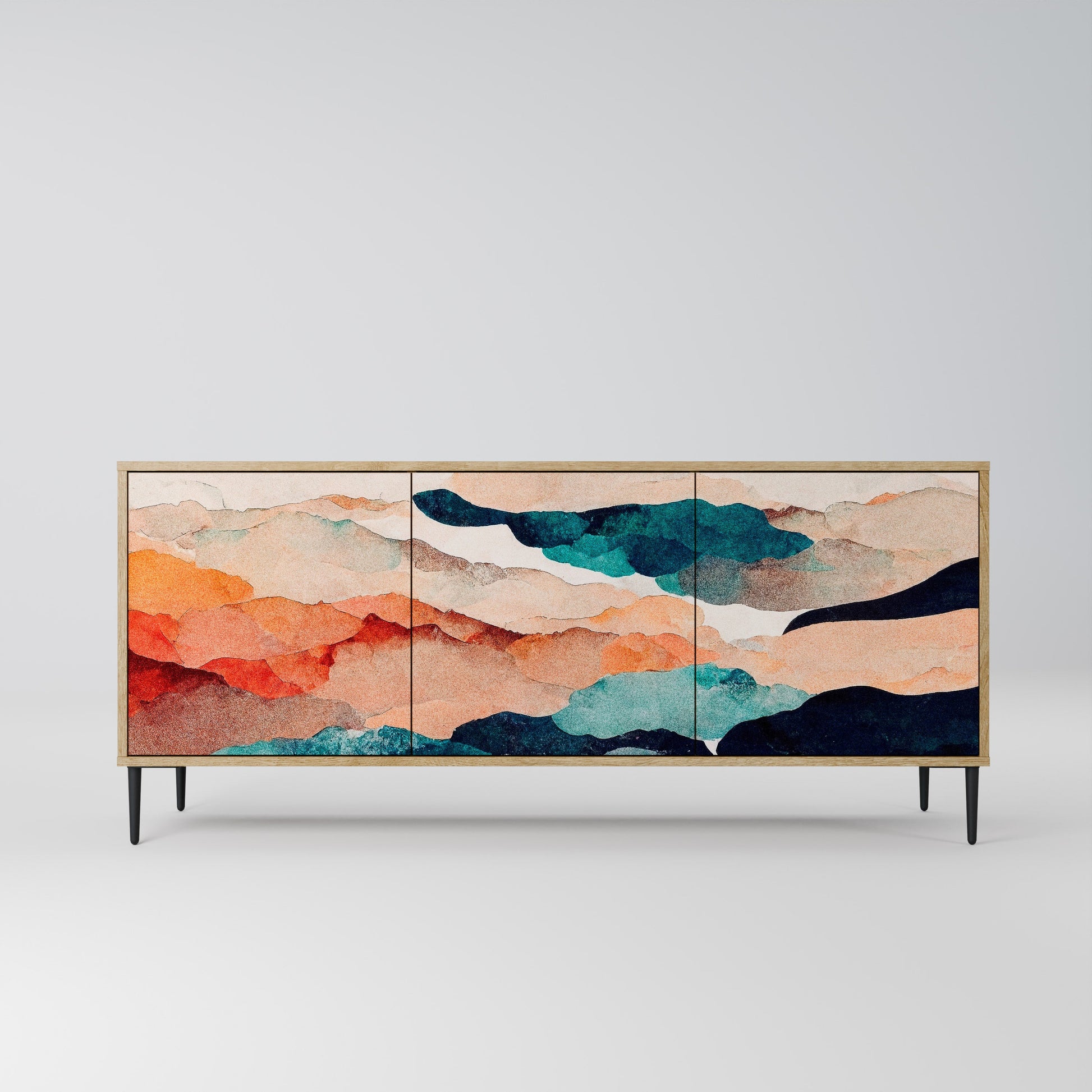 Buffet 3 portes effet chêne ABSTRAIT PAYSAGE