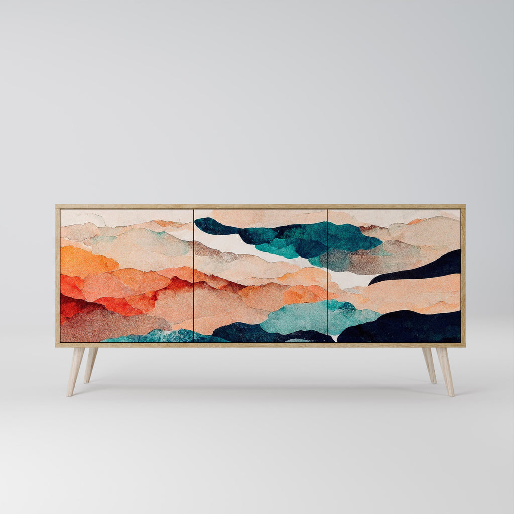 Buffet 3 portes effet chêne ABSTRAIT PAYSAGE