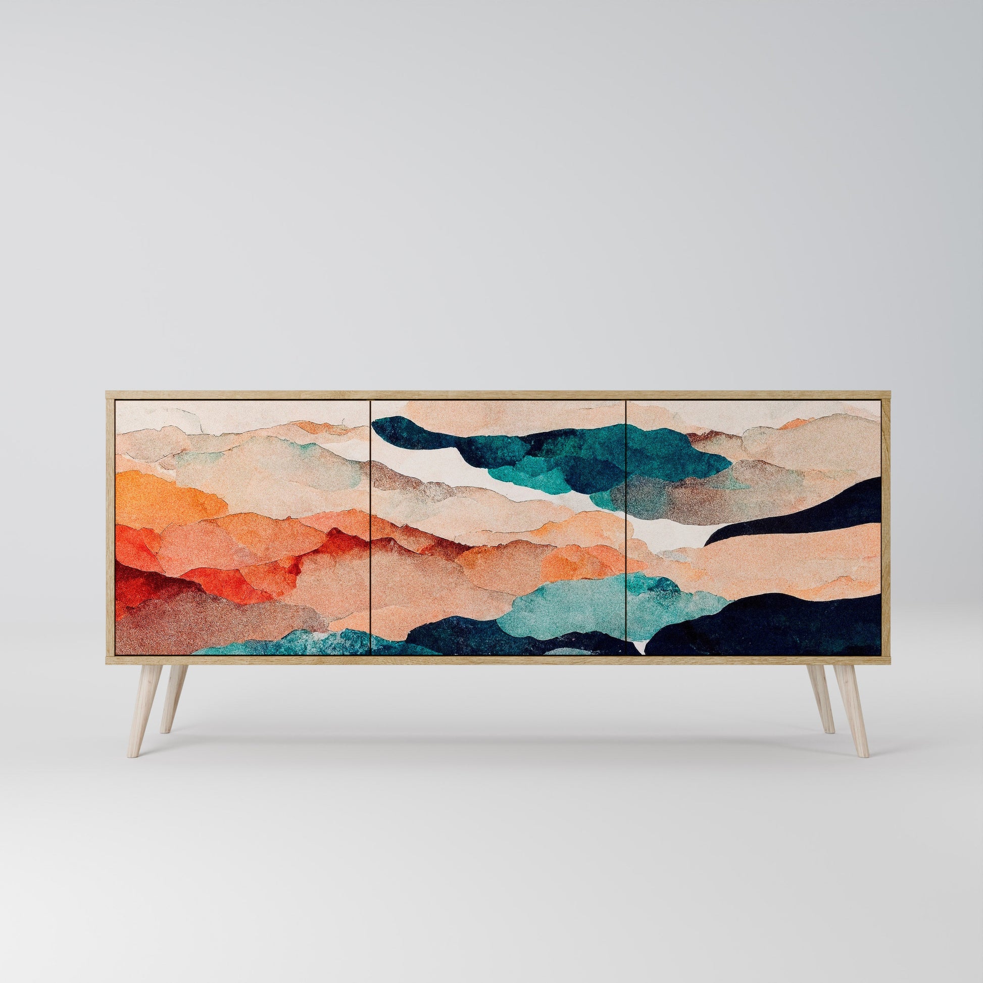 Buffet 3 portes effet chêne ABSTRAIT PAYSAGE