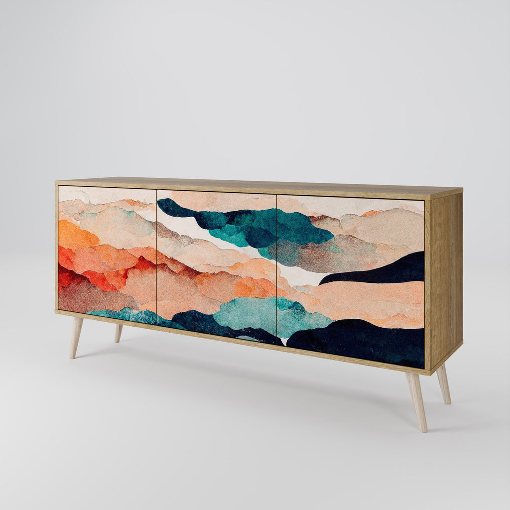 Buffet 3 portes effet chêne ABSTRAIT PAYSAGE