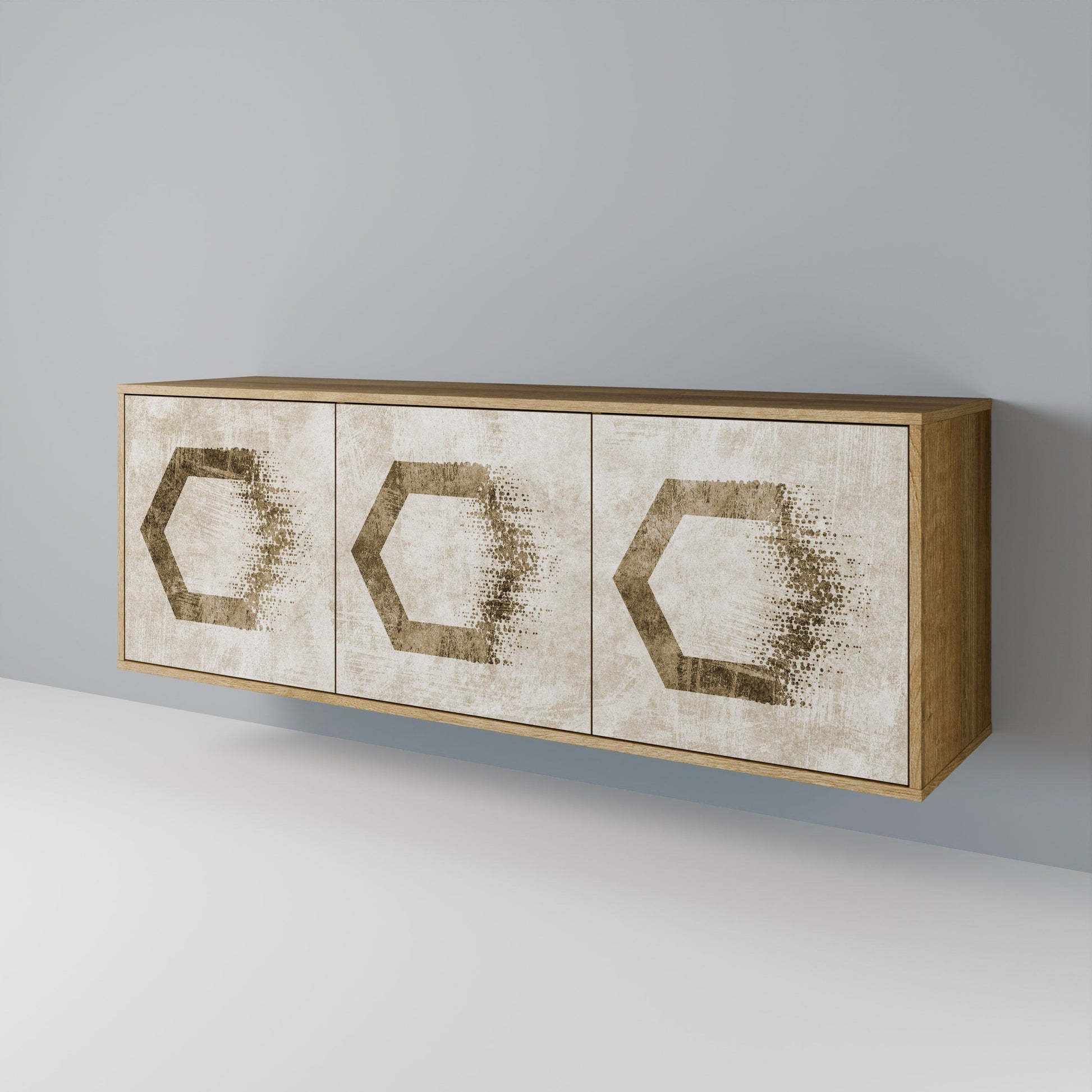 Buffet 3 portes HEXAGONAL SHAPES effet chêne