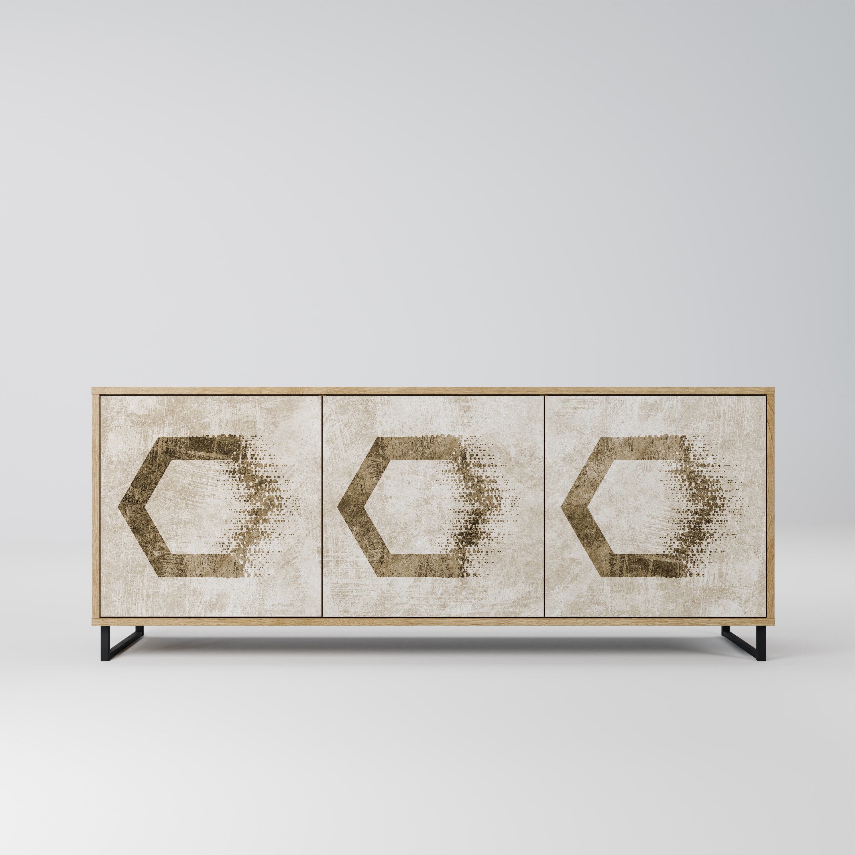 Buffet 3 portes HEXAGONAL SHAPES effet chêne