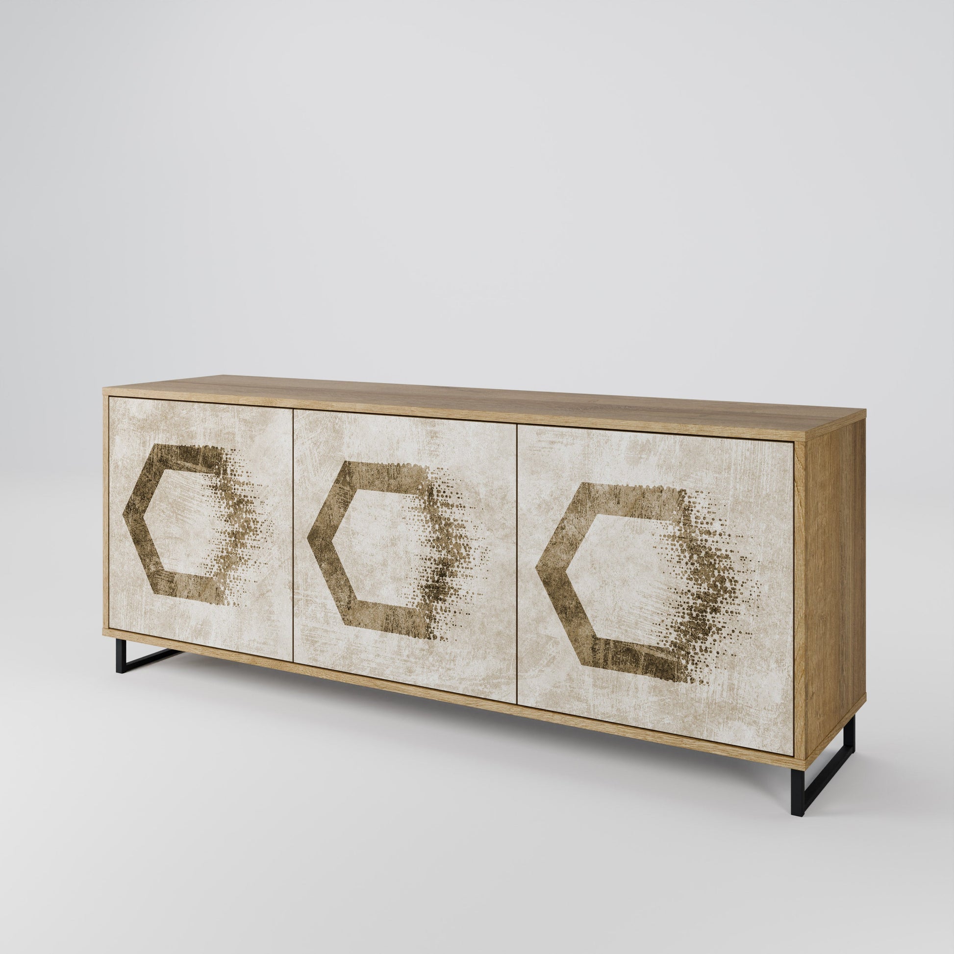Buffet 3 portes HEXAGONAL SHAPES effet chêne