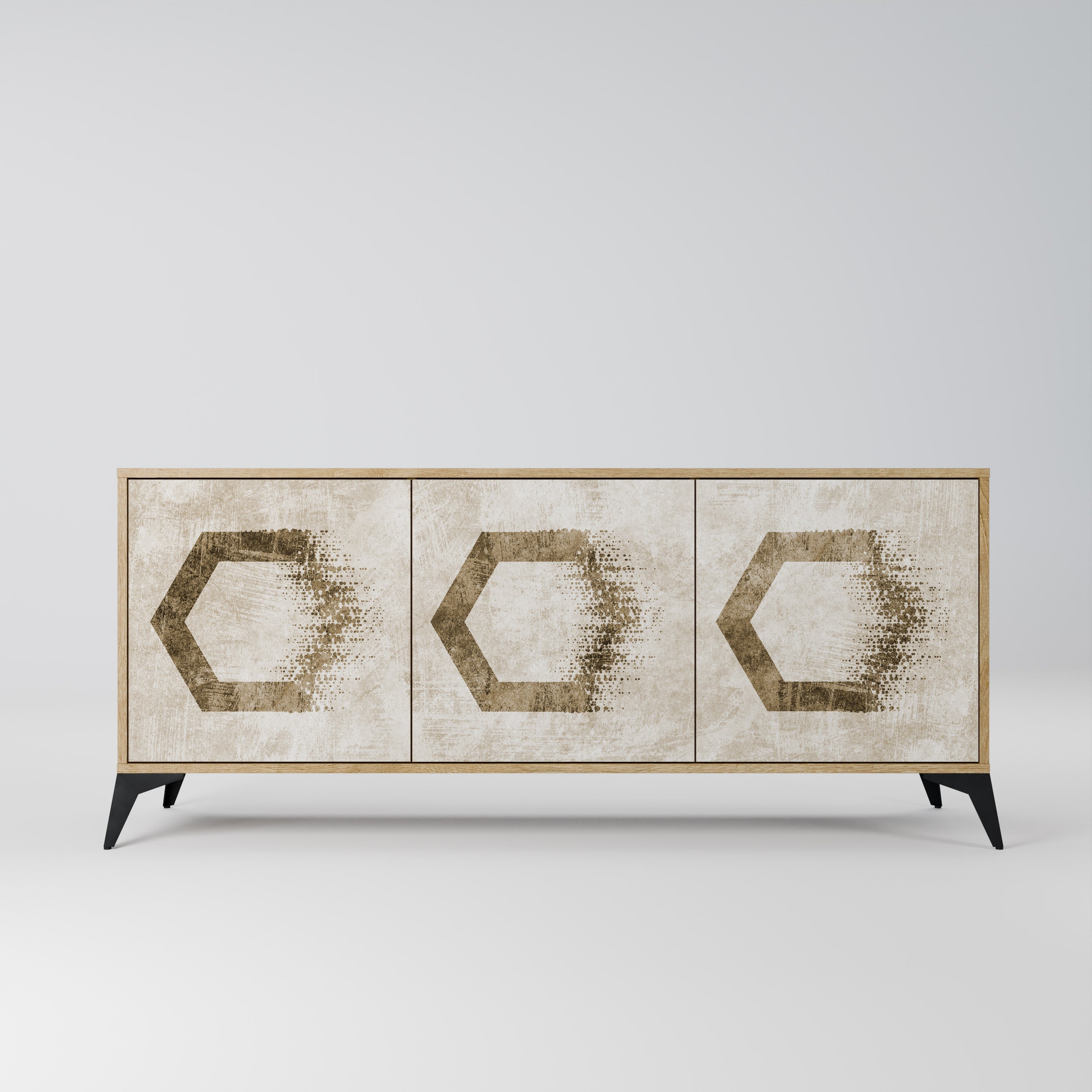 Buffet 3 portes HEXAGONAL SHAPES effet chêne