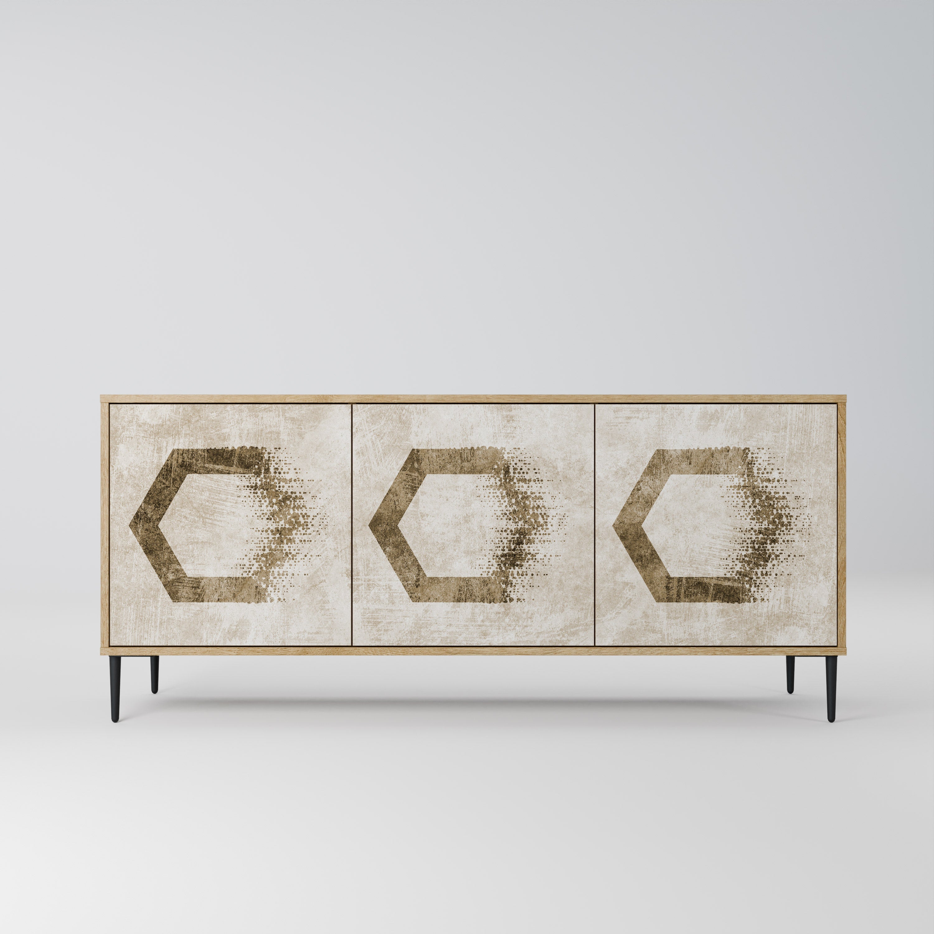 Buffet 3 portes HEXAGONAL SHAPES effet chêne