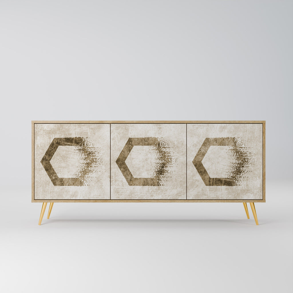 Buffet 3 portes HEXAGONAL SHAPES effet chêne