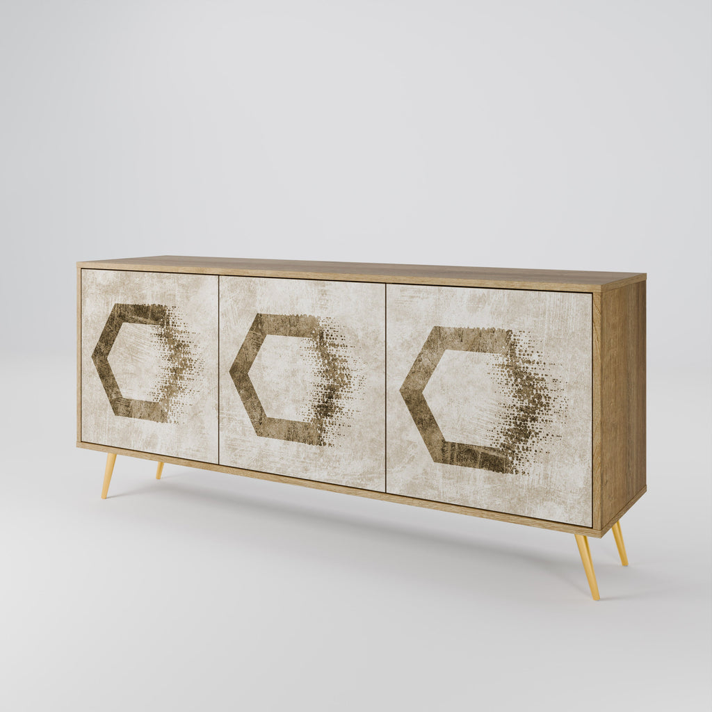 Buffet 3 portes HEXAGONAL SHAPES effet chêne