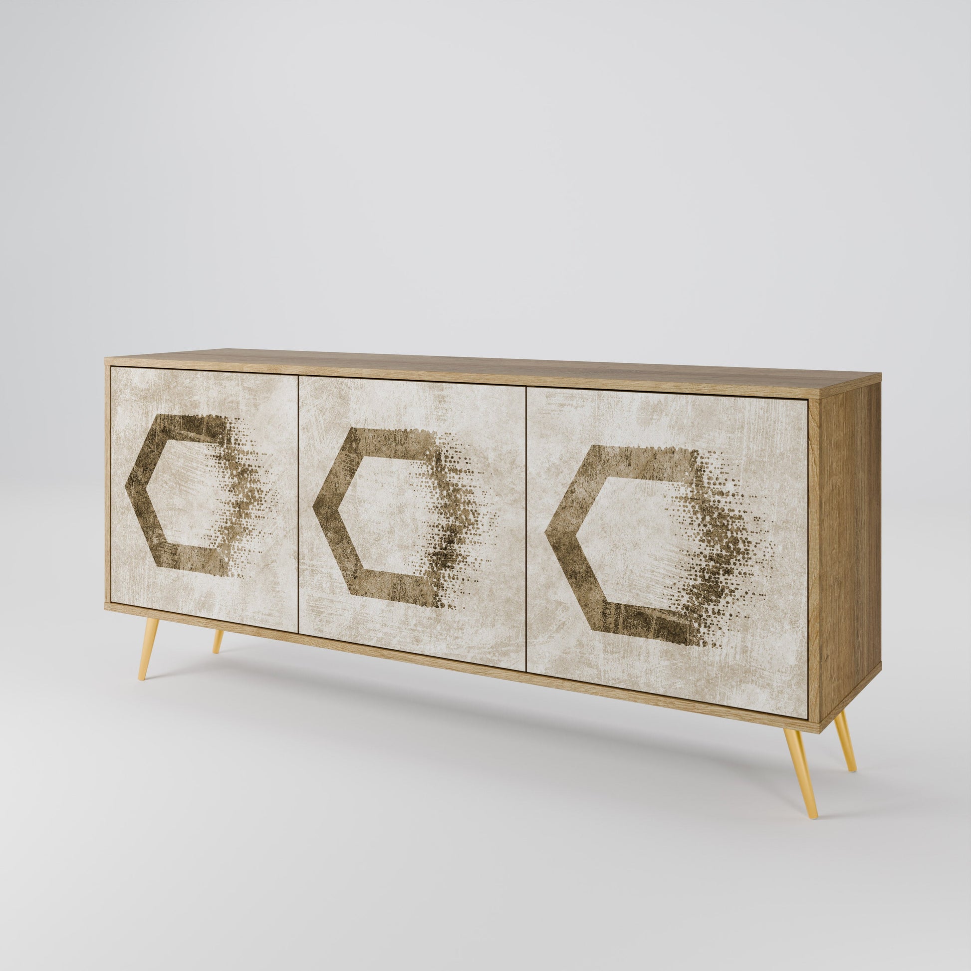 Buffet 3 portes HEXAGONAL SHAPES effet chêne