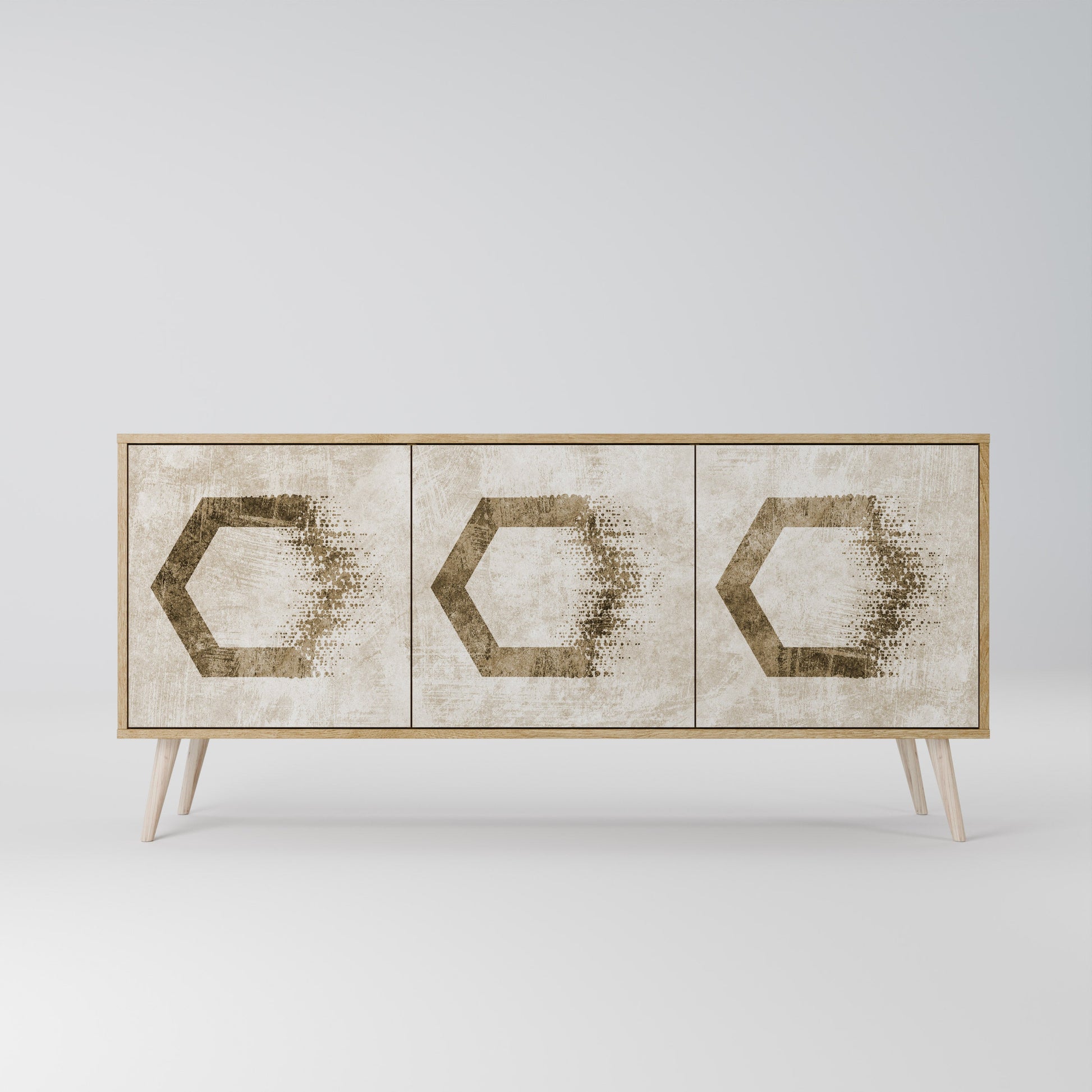 Buffet 3 portes HEXAGONAL SHAPES effet chêne