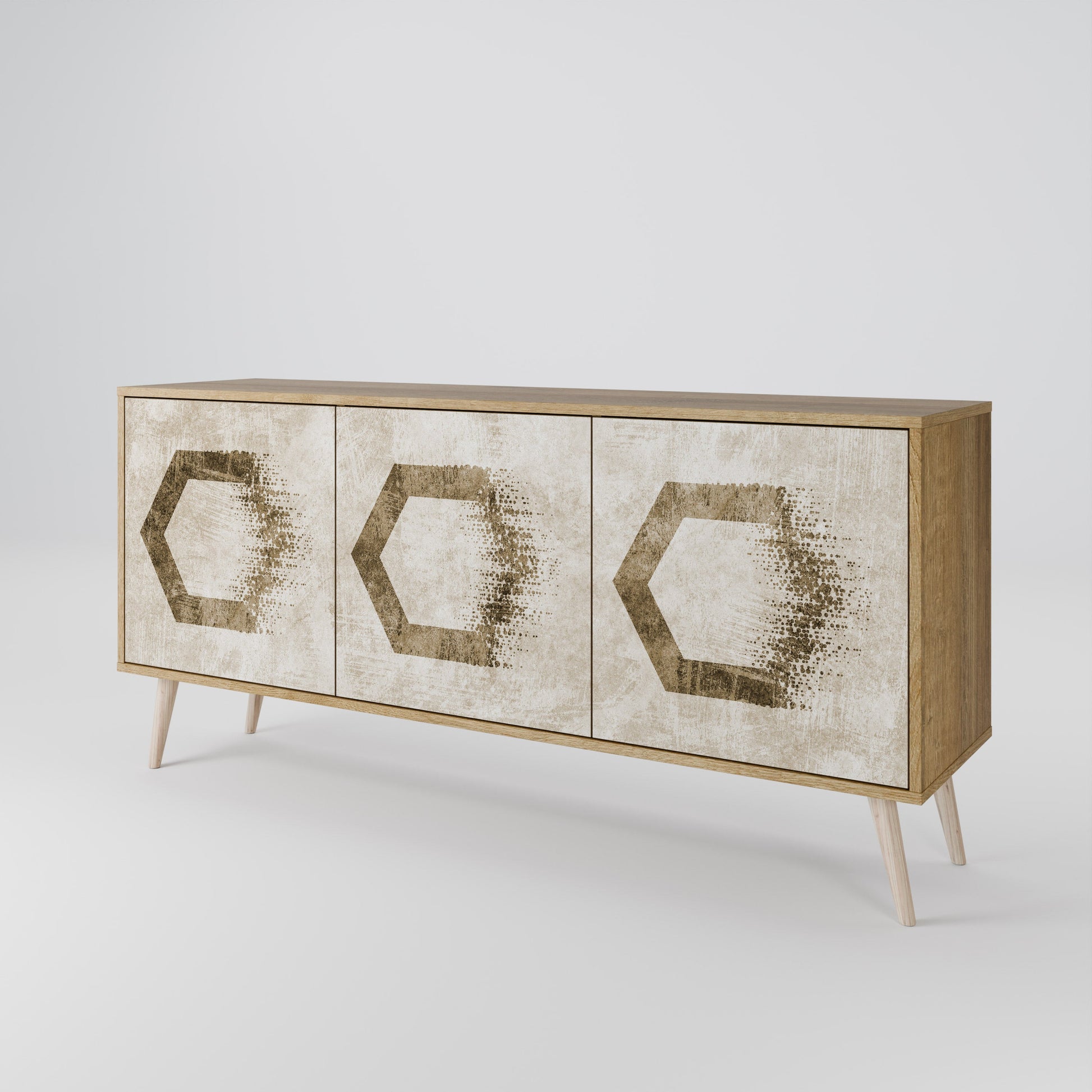 Buffet 3 portes HEXAGONAL SHAPES effet chêne
